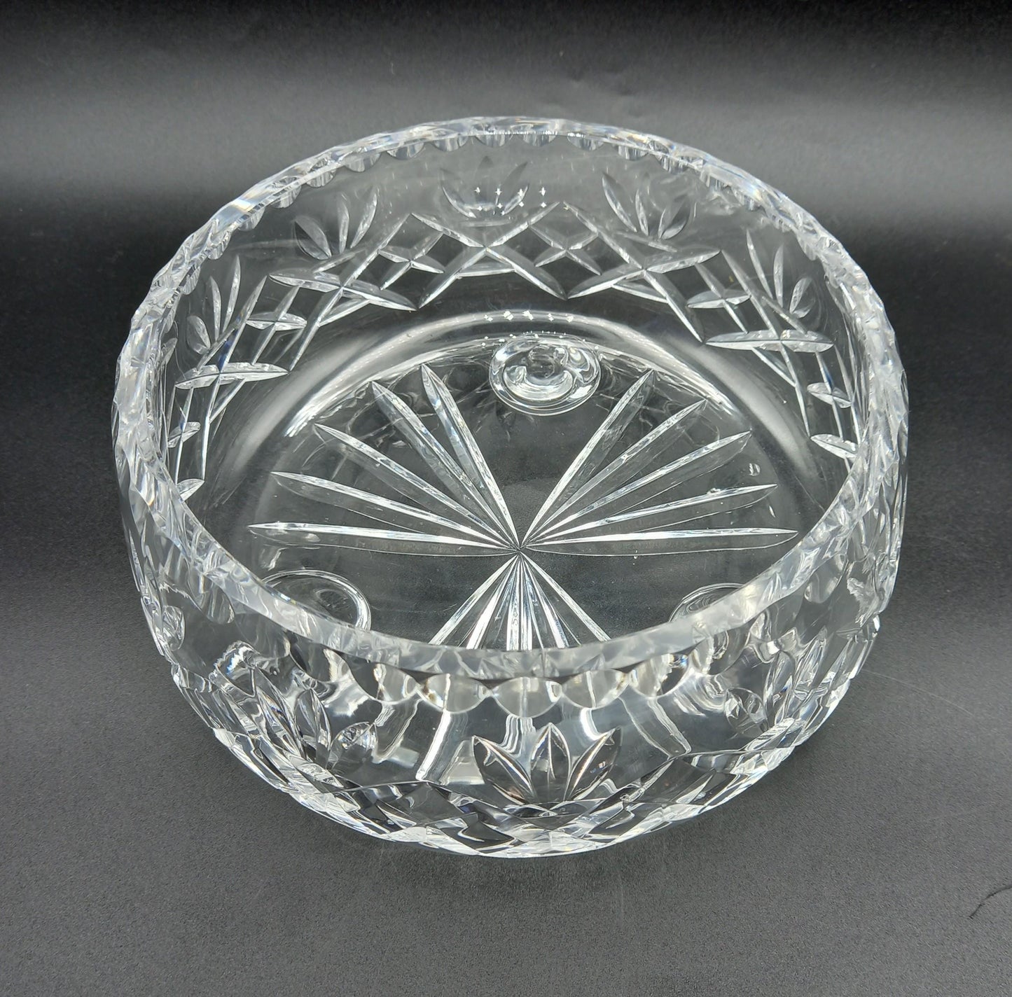 Vintage Footed Cut Glass Bowl | Mid-20th Century Georgian Revival | Snail Feet | 1.5k Crystalware