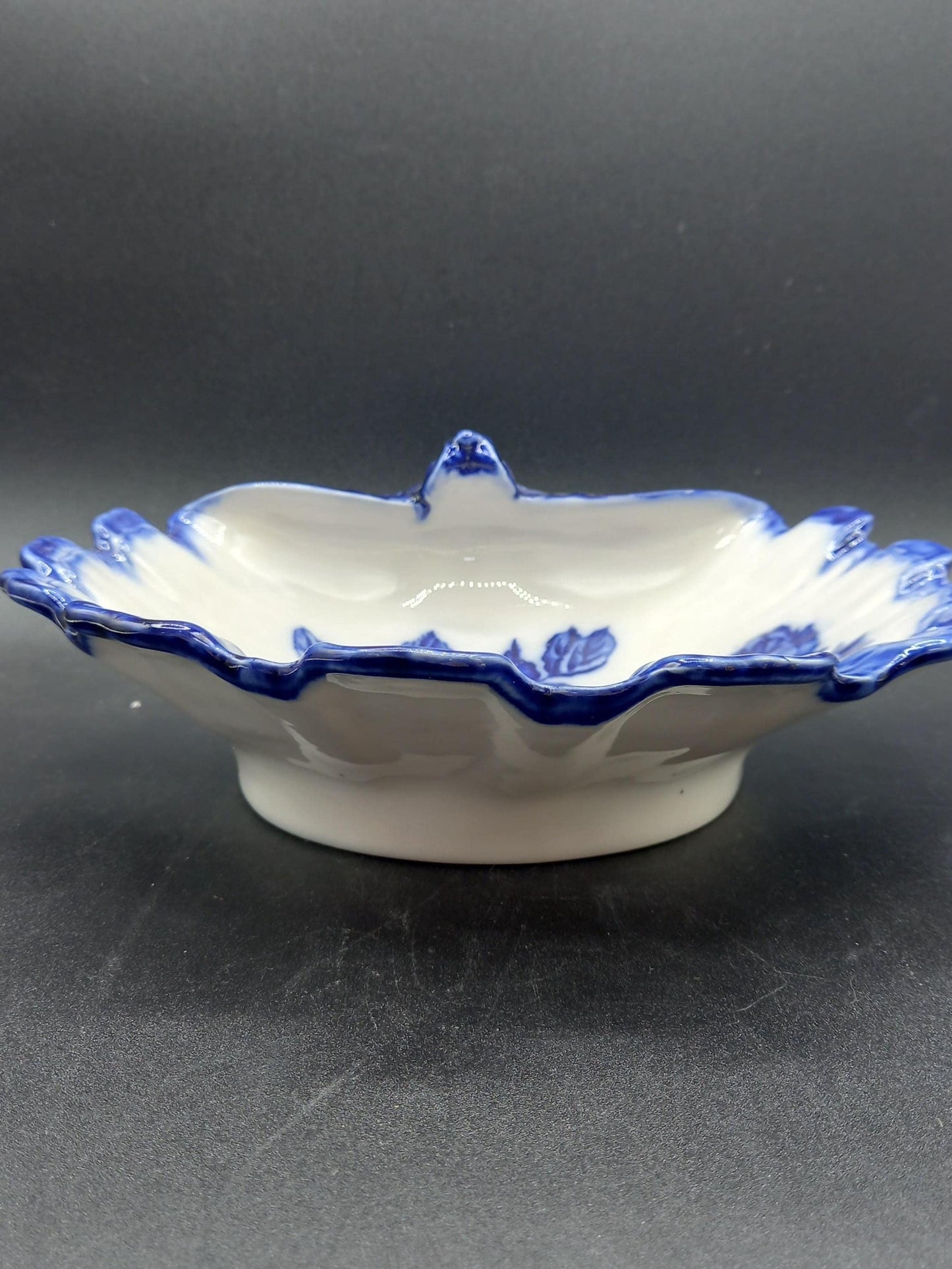 Early 20th Century Staffordshire Ironstone Bowl | Blue & White Scalloped Centrepiece | Complimentary Story & Care Booklet