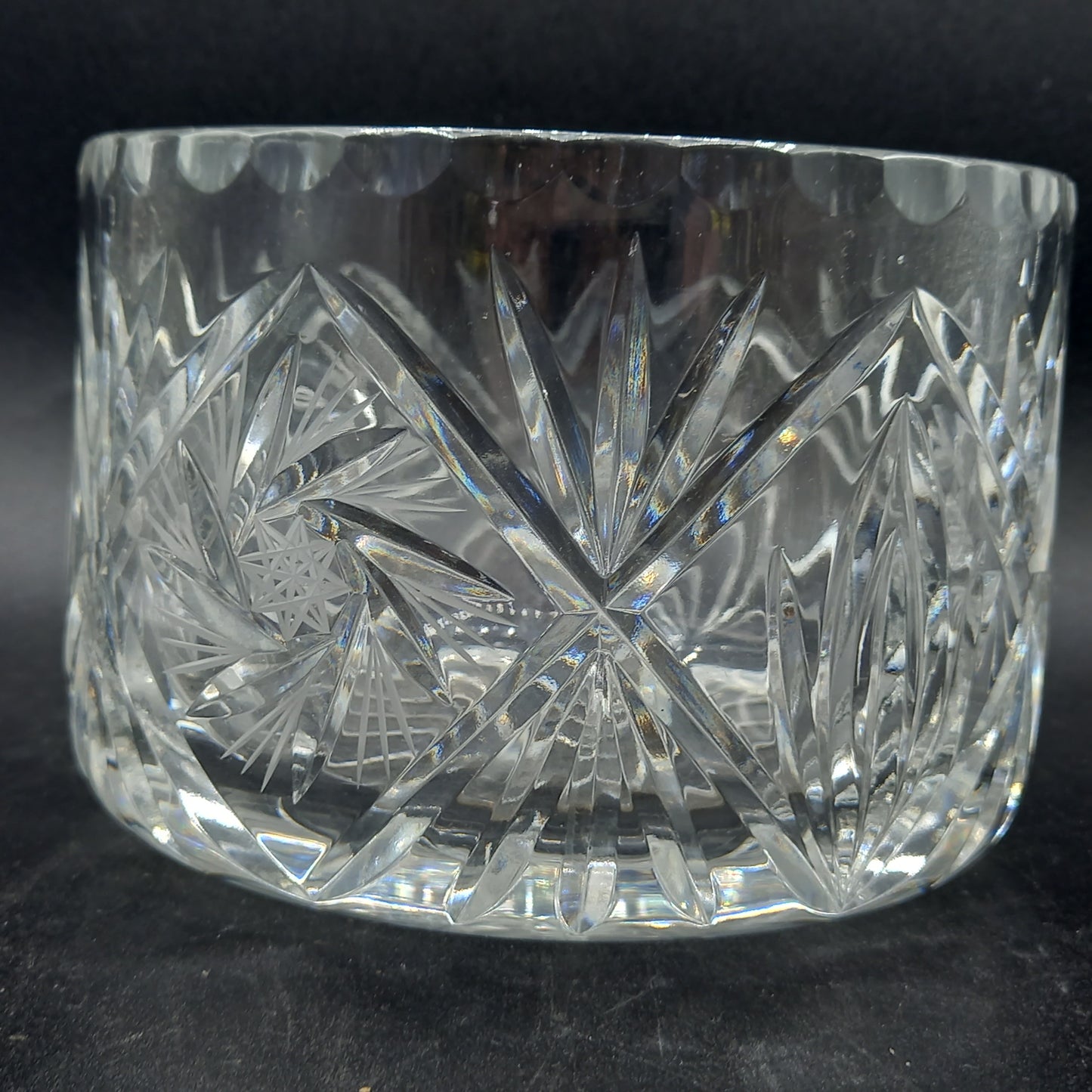Mid-Century Deep Cut Crystal Bowl | Starburst & Fan Pattern | Vintage Glass Fruit or Display Bowl | Gift-Boxed with History Booklet