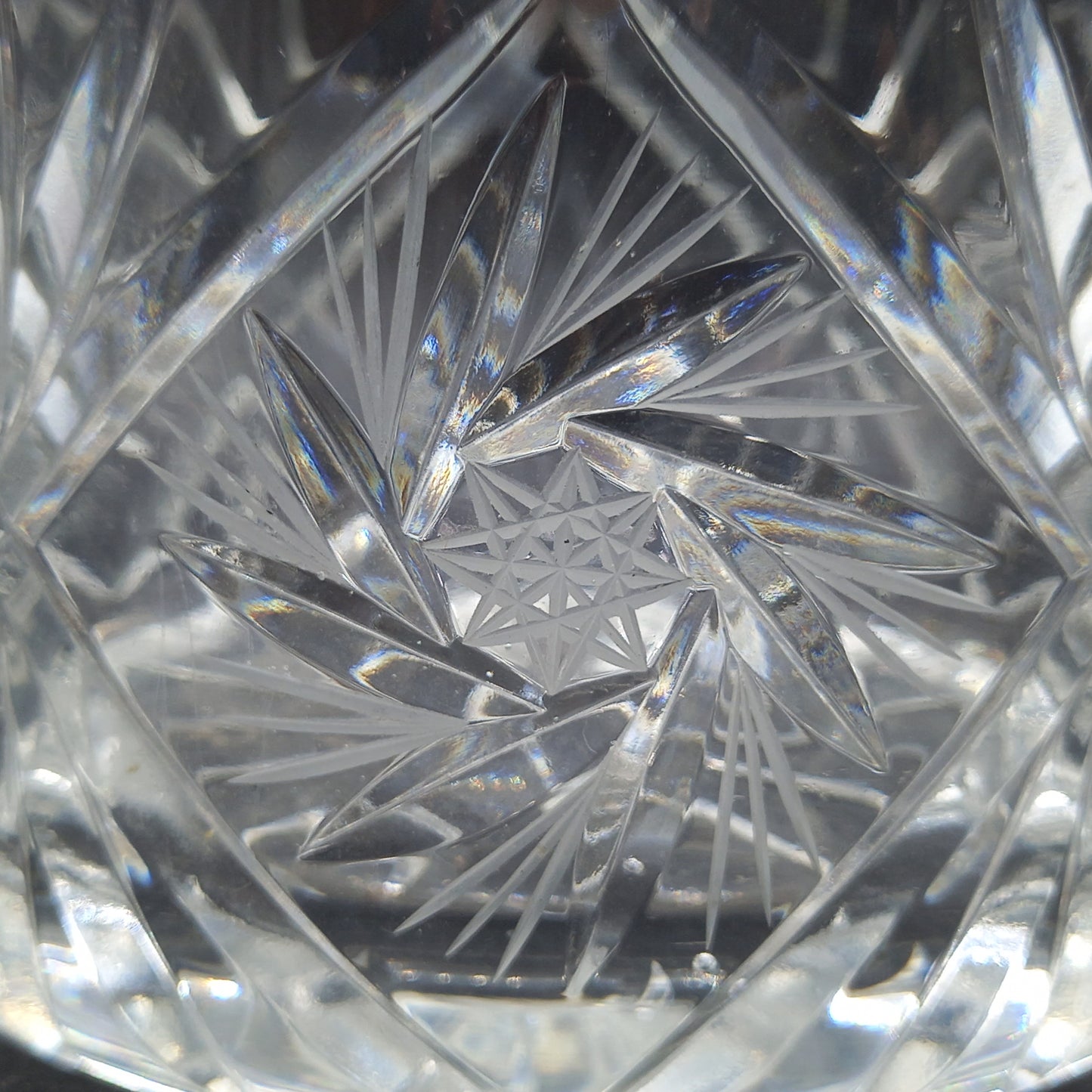 Mid-Century Deep Cut Crystal Bowl | Starburst & Fan Pattern | Vintage Glass Fruit or Display Bowl | Gift-Boxed with History Booklet