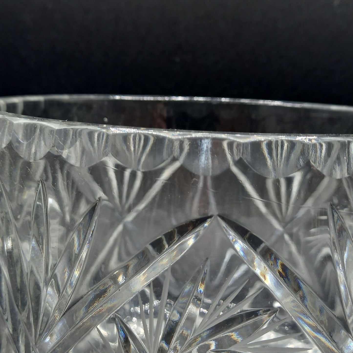 Mid-Century Deep Cut Crystal Bowl | Starburst & Fan Pattern | Vintage Glass Fruit or Display Bowl | Gift-Boxed with History Booklet