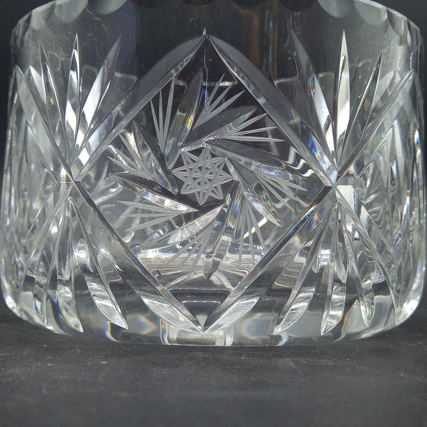 Mid-Century Deep Cut Crystal Bowl | Starburst & Fan Pattern | Vintage Glass Fruit or Display Bowl | Gift-Boxed with History Booklet