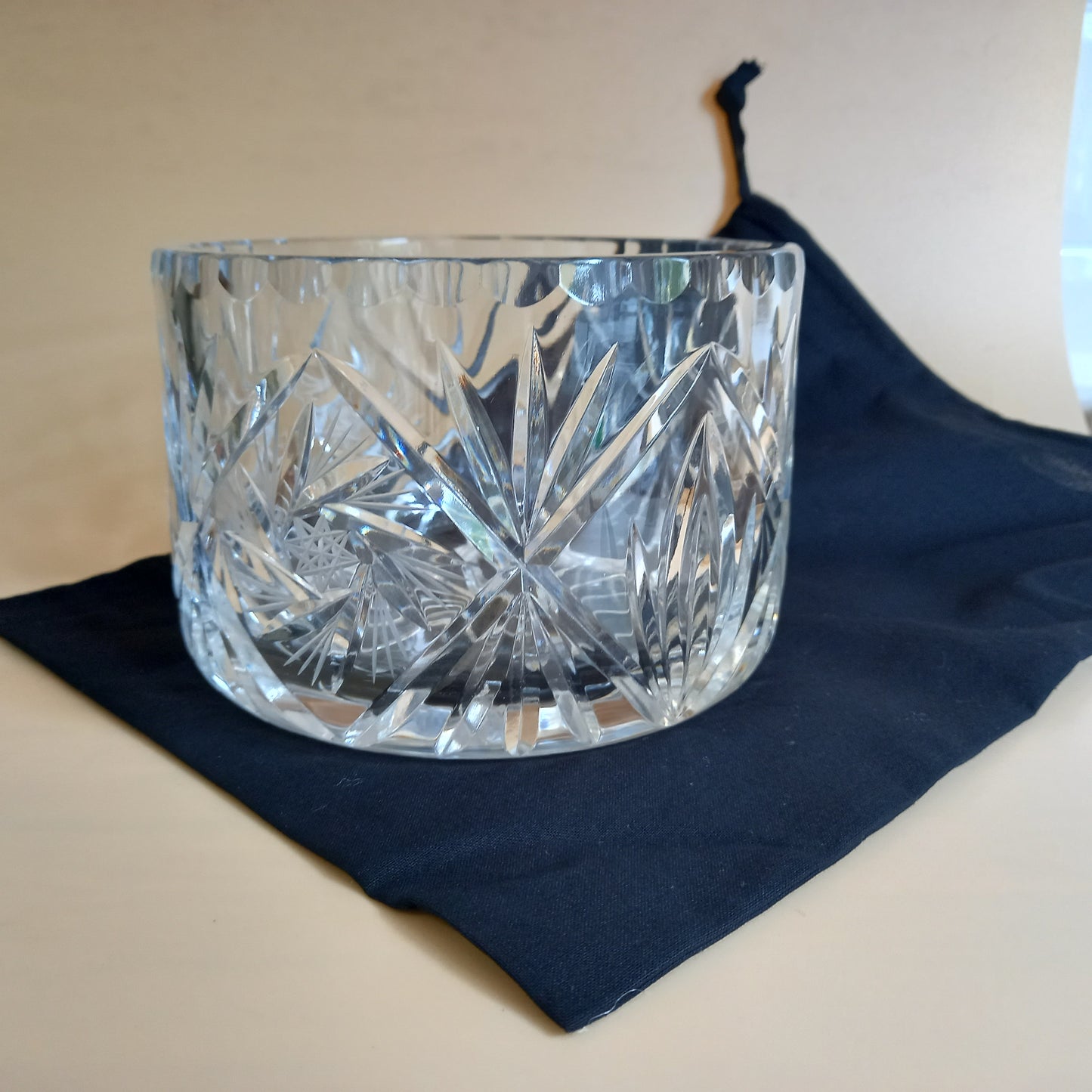 Mid-Century Deep Cut Crystal Bowl | Starburst & Fan Pattern | Vintage Glass Fruit or Display Bowl | Gift-Boxed with History Booklet