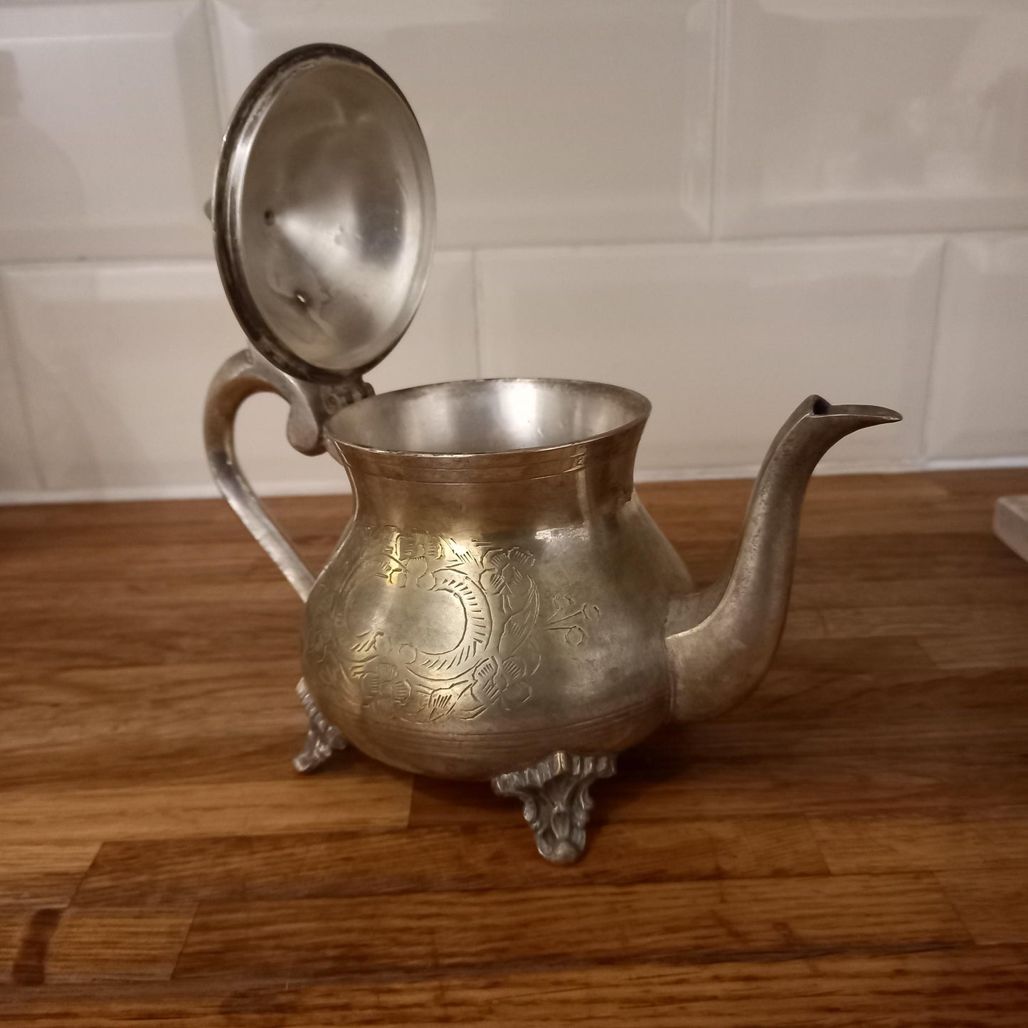 Vintage EPNS Silver Teaset Trio Repurposed as Vases | Ornate Footed Teapot, Creamer & Sugar Bowl | Romantic Styling Decor | English Plate