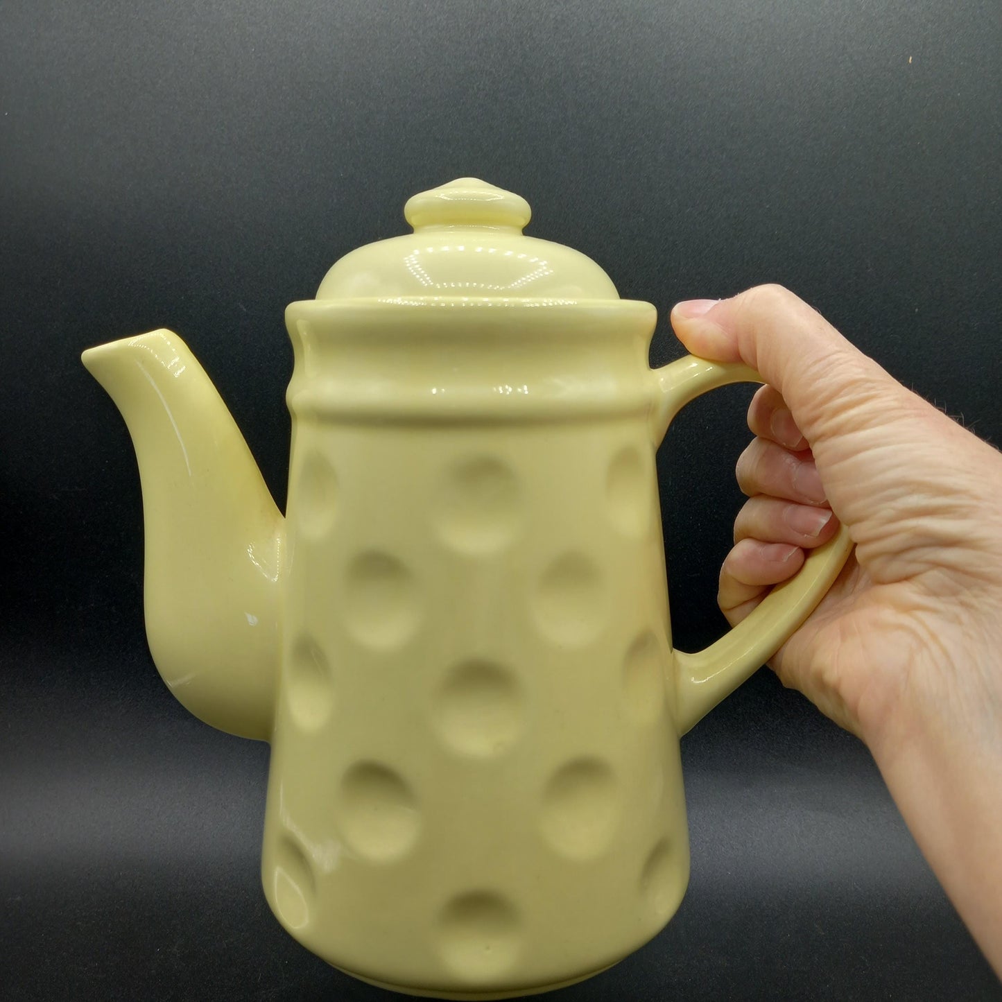Mid-Century Vintage Yellow Polka Dot Teapot | MCM Summer Table Styling | Complimentary Story & Care Booklet