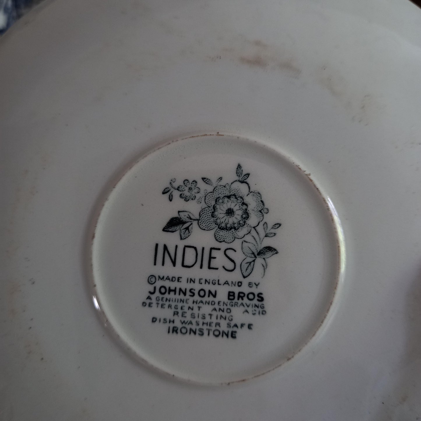 Johnson Bros "Indies" Blue & White Tea Trios — Pair of Vintage English Ironstone Sets (1970s–80s)
