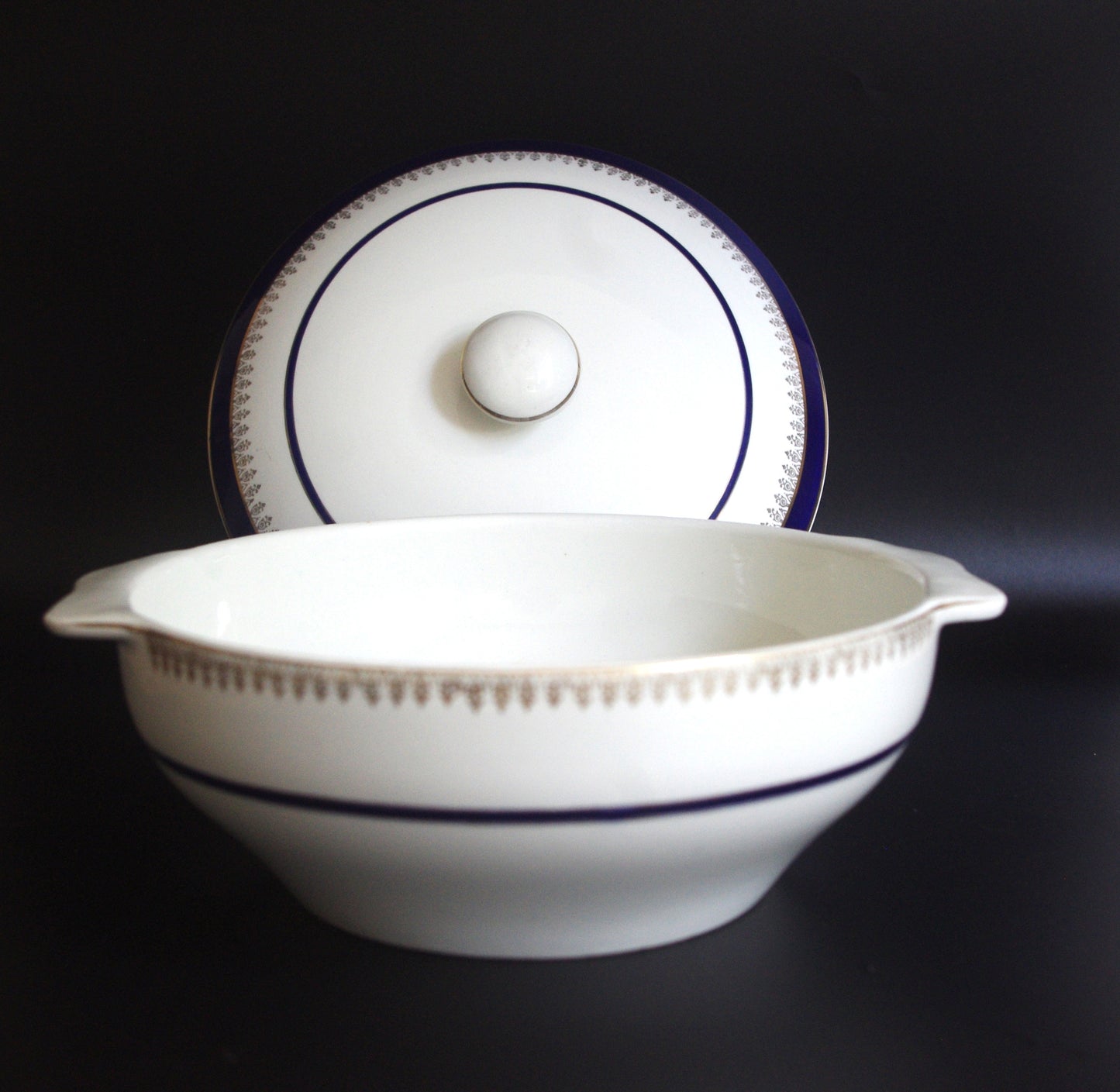 Wedgwood & Co. Ltd. Cobalt & Gold | 1960s Porcelain Tureen & Soup Bowls (Pattern 547269)