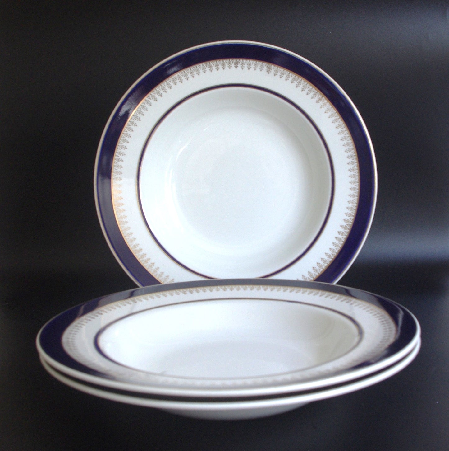 Wedgwood & Co. Ltd. Cobalt & Gold | 1960s Porcelain Tureen & Soup Bowls (Pattern 547269)