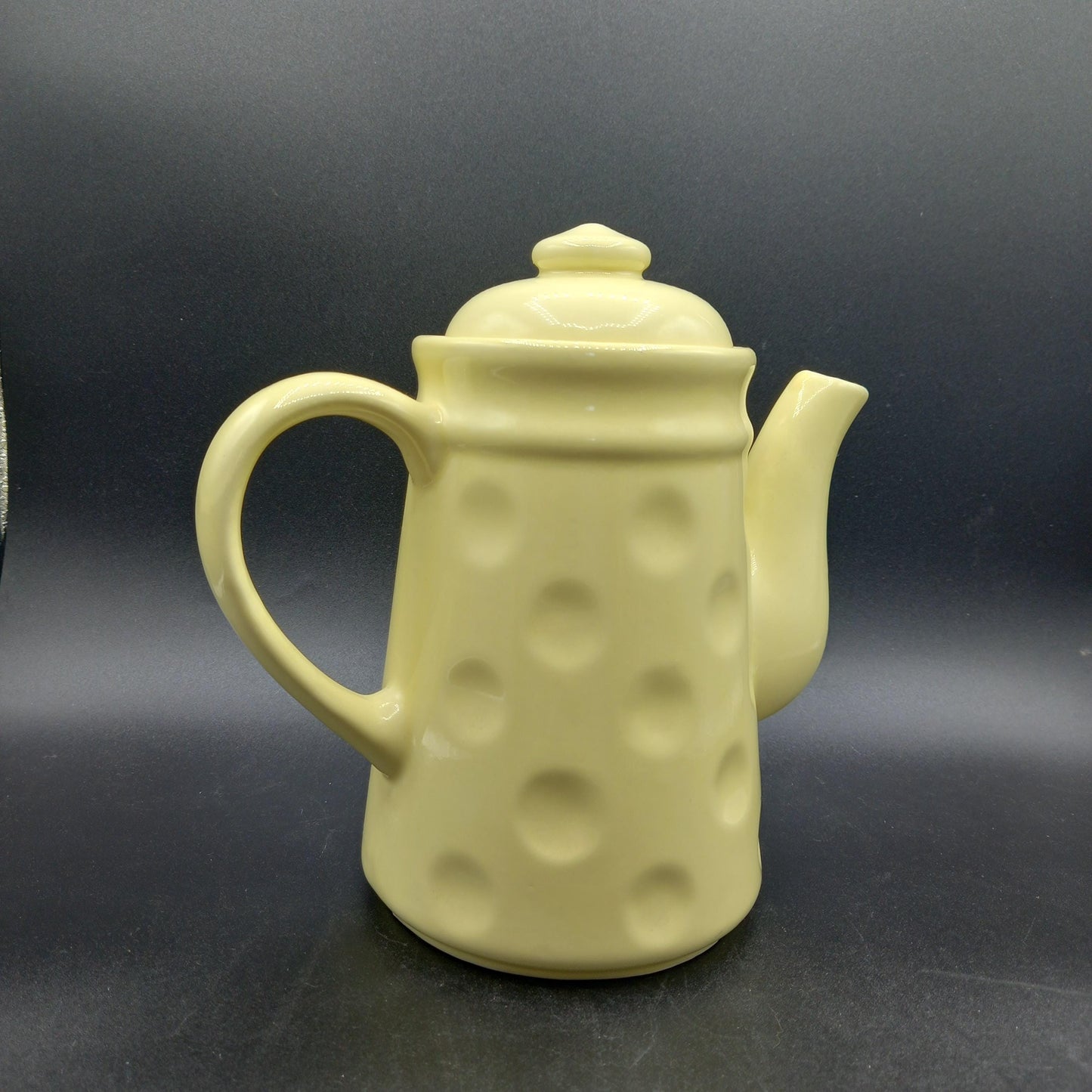 Mid-Century Vintage Yellow Polka Dot Teapot | MCM Summer Table Styling | Complimentary Story & Care Booklet