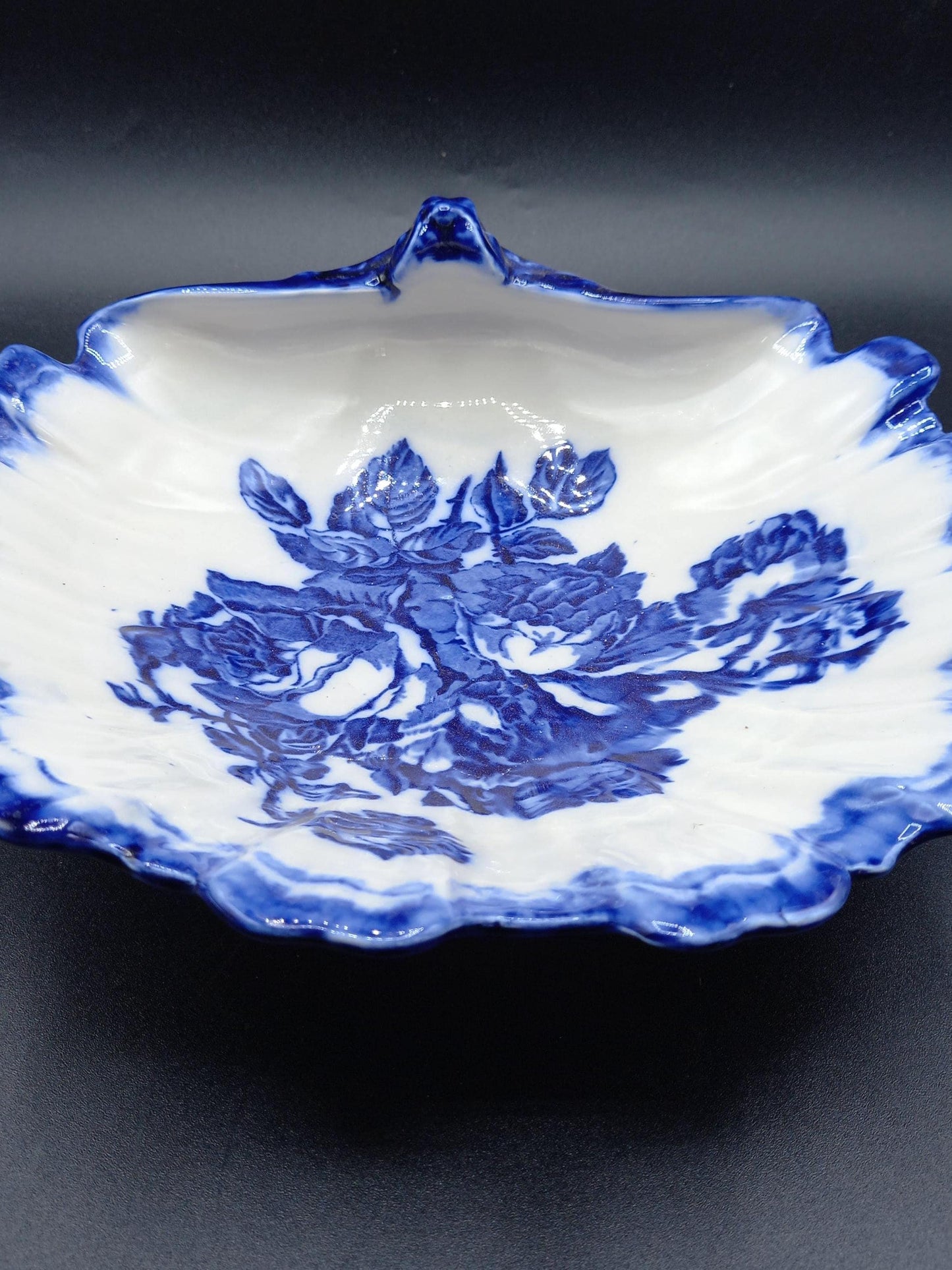 Early 20th Century Staffordshire Ironstone Bowl | Blue & White Scalloped Centrepiece | Complimentary Story & Care Booklet
