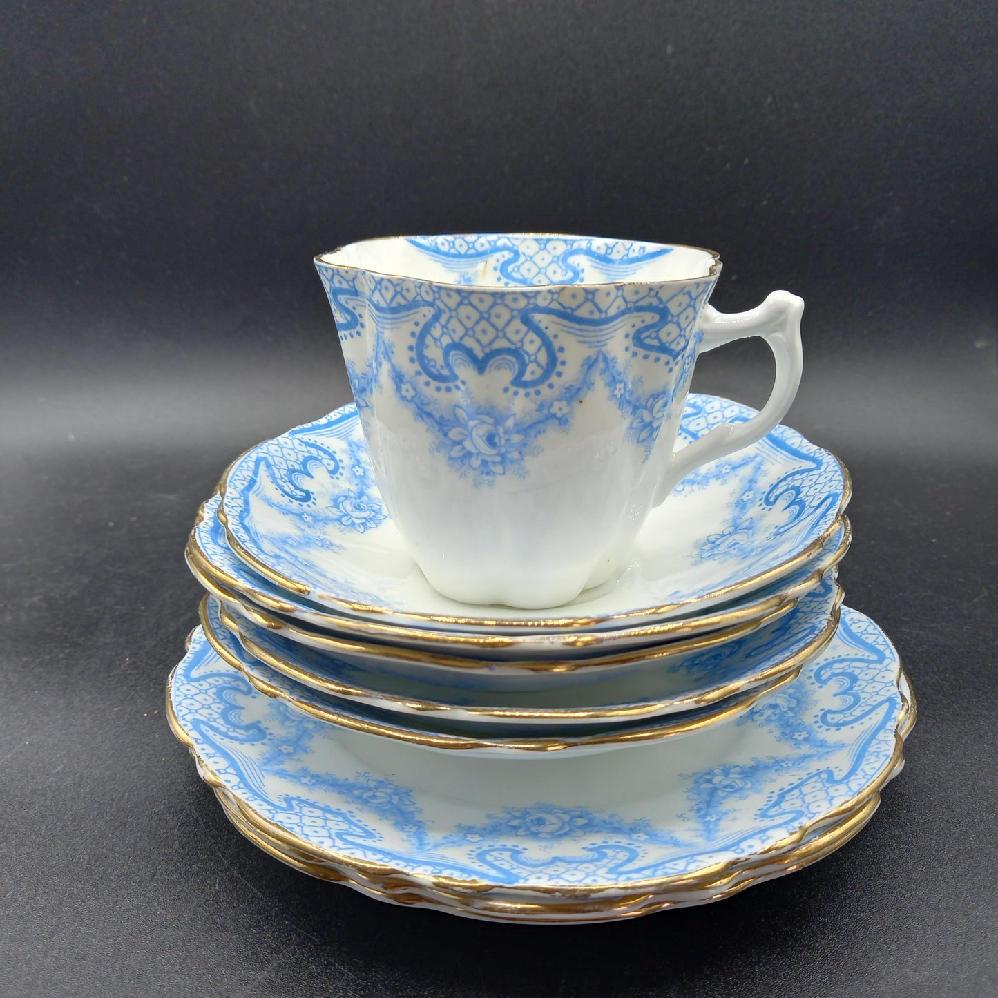 Wellington China Blue & White Vintage Tea Set | Longton England | Mix & Match Options | Complimentary Story & Care Card