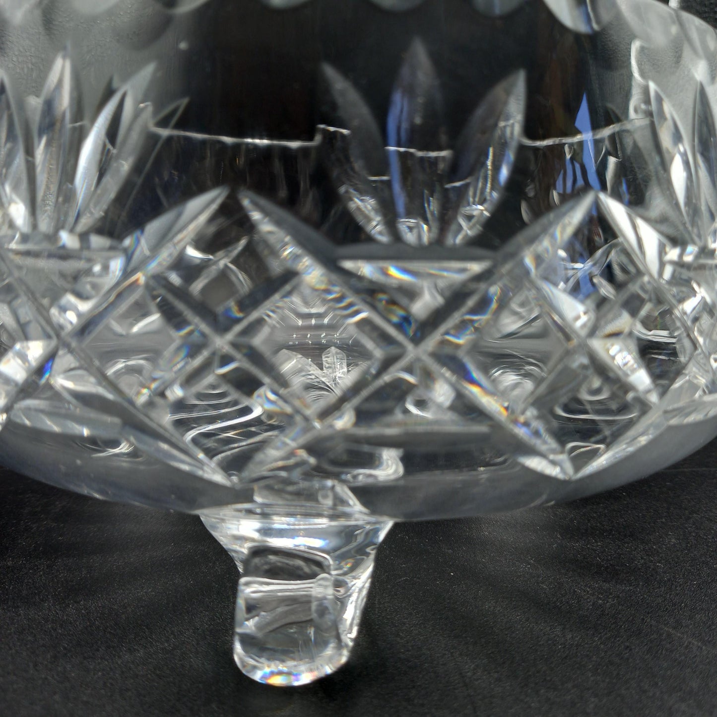 Vintage Footed Cut Glass Bowl | Mid-20th Century Georgian Revival | Snail Feet | 1.5k Crystalware