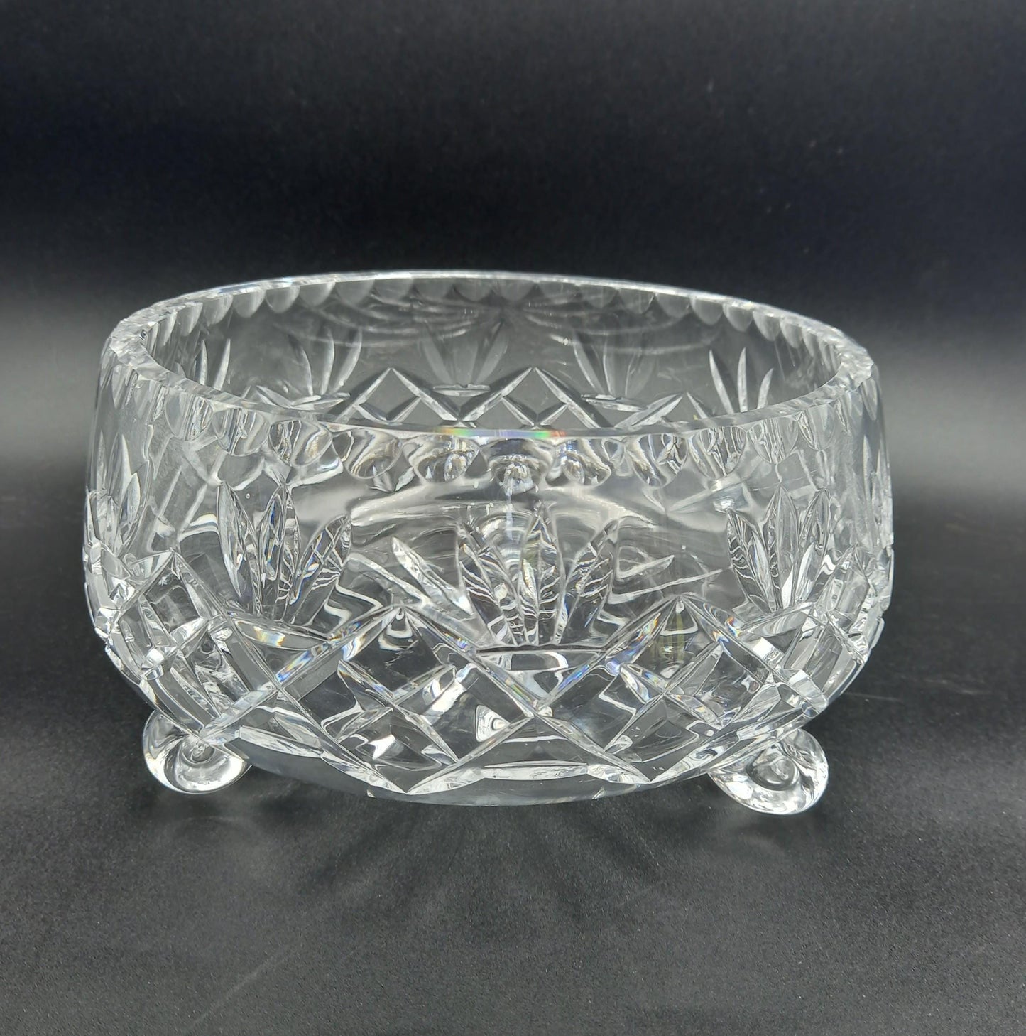 Vintage Footed Cut Glass Bowl | Mid-20th Century Georgian Revival | Snail Feet | 1.5k Crystalware