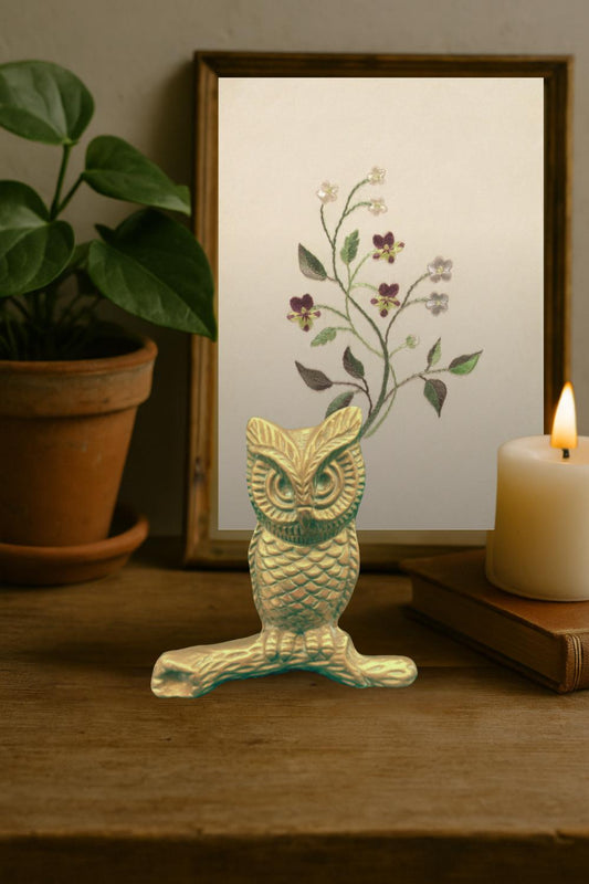 Vintage Brass Owl Figurine – Owl on Branch