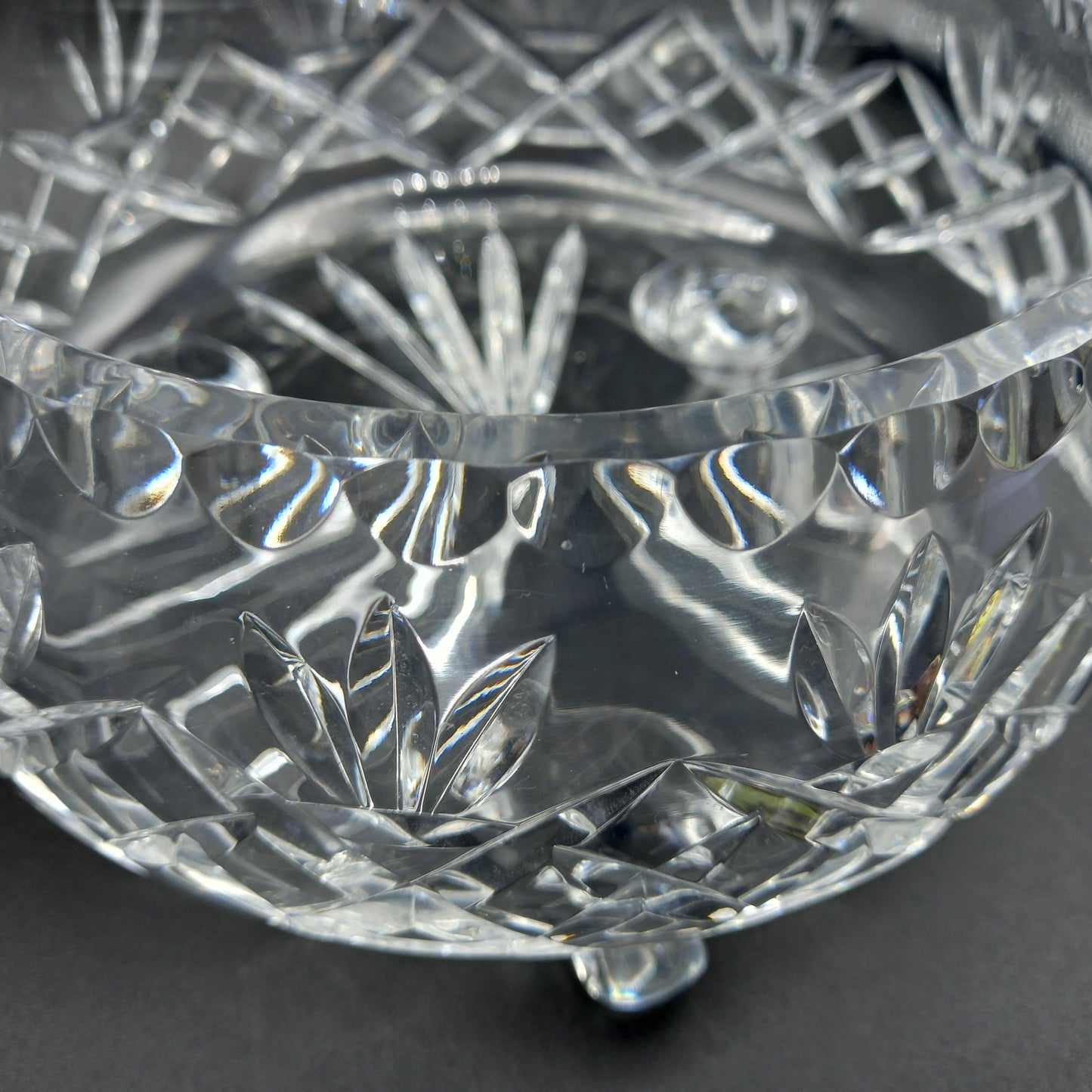 Vintage Footed Cut Glass Bowl | Mid-20th Century Georgian Revival | Snail Feet | 1.5k Crystalware
