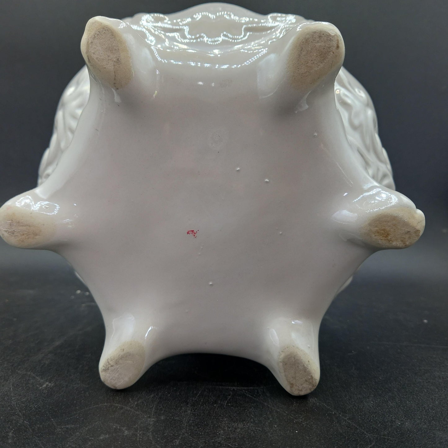 Vintage Pearl Lusterware Planter — Rococo Revival Footed Bowl (Mid-Century, Iridescent Glaze)
