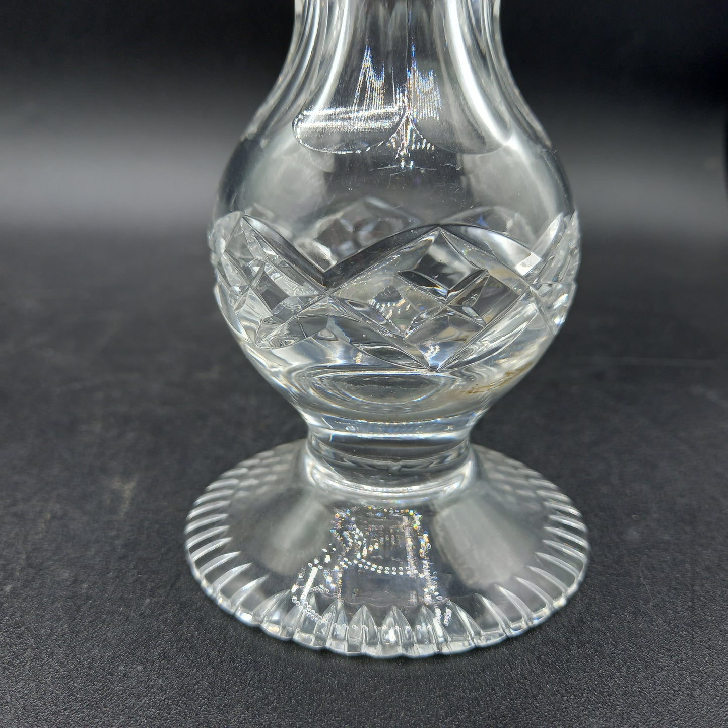 Vintage Crystal Bud Vases | Trellis Cut Lead Crystal Pair | Elegant Pedestal Vases
