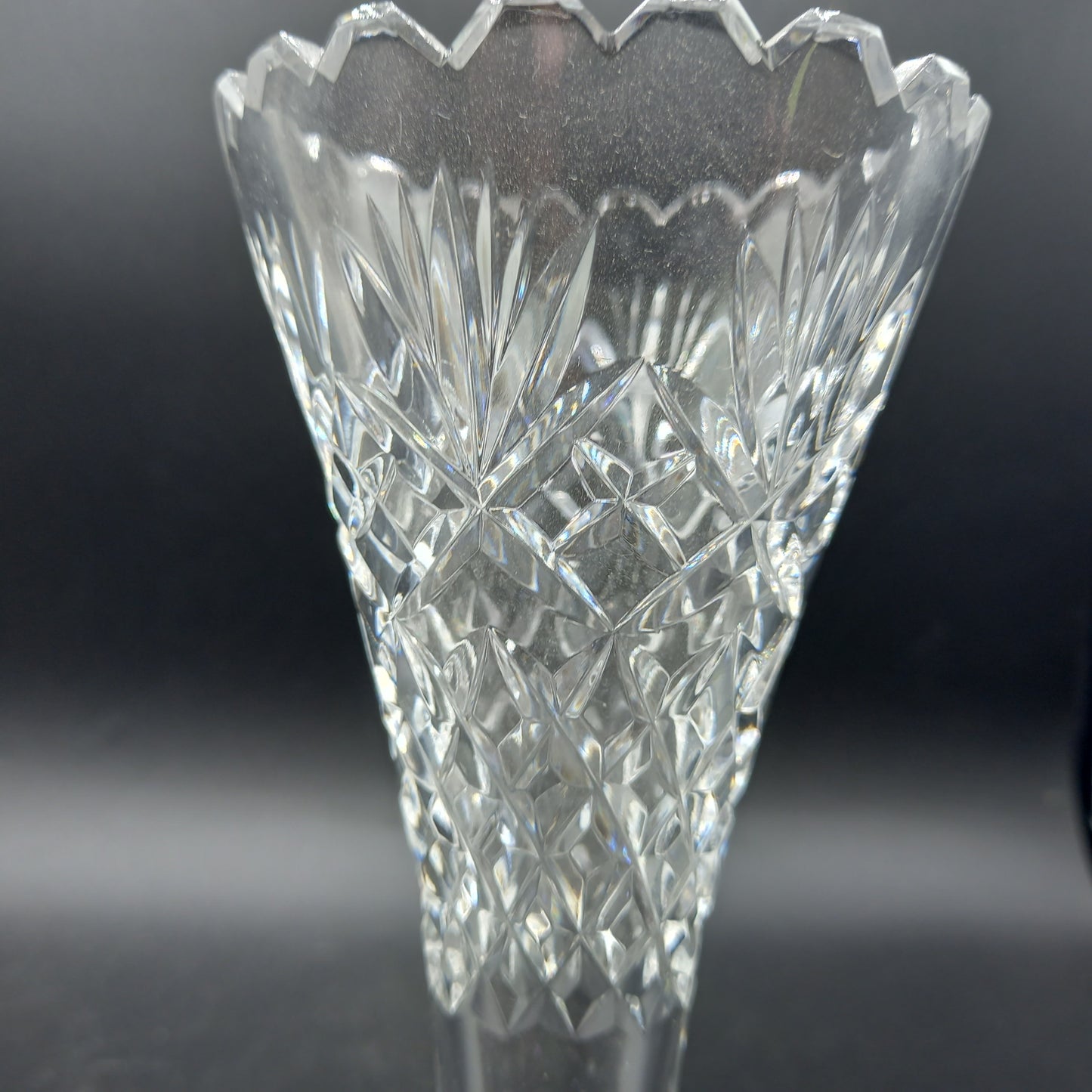 Vintage Crystal Bud Vases | Trellis Cut Lead Crystal Pair | Elegant Pedestal Vases