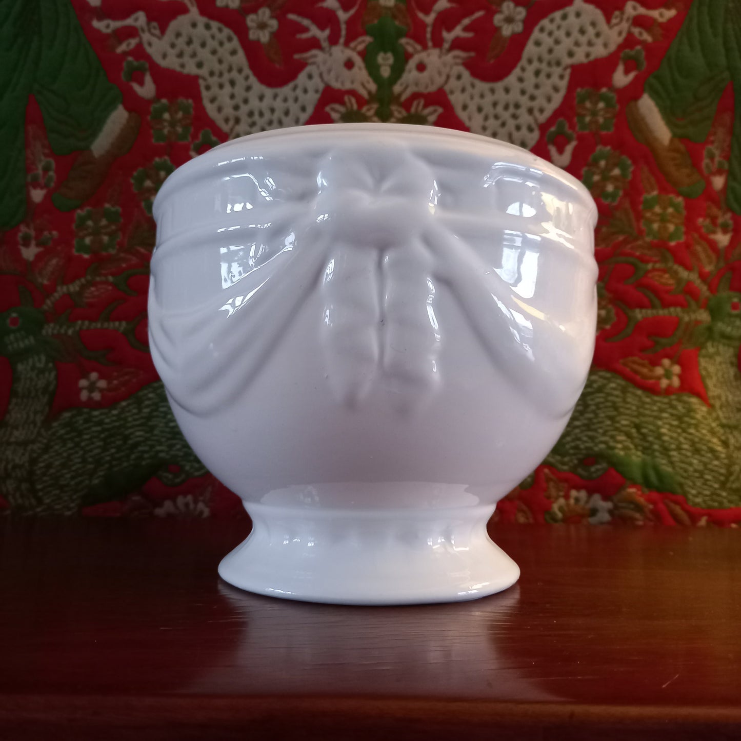 Vintage White Earthenware Pedestal Planter