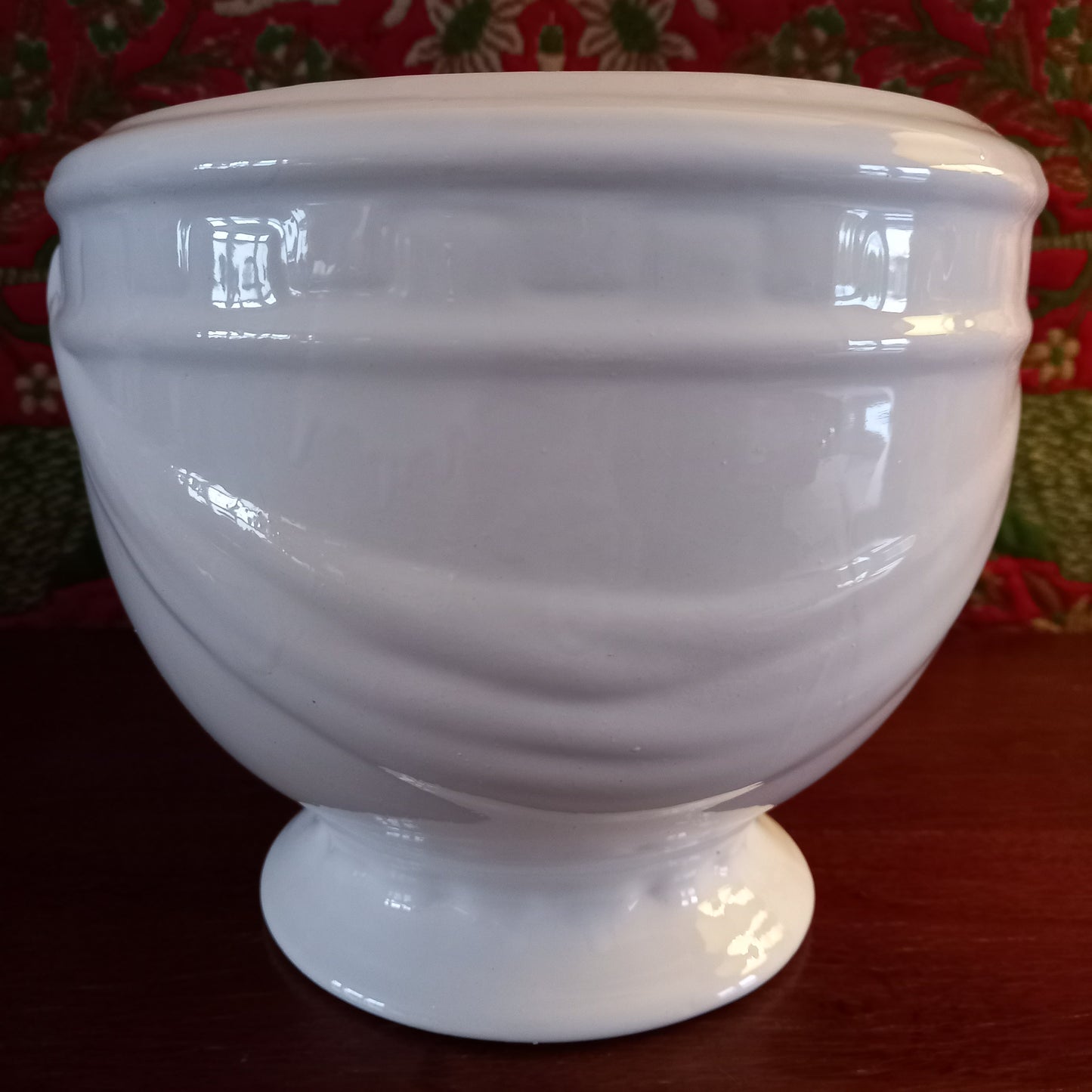 Vintage White Earthenware Pedestal Planter