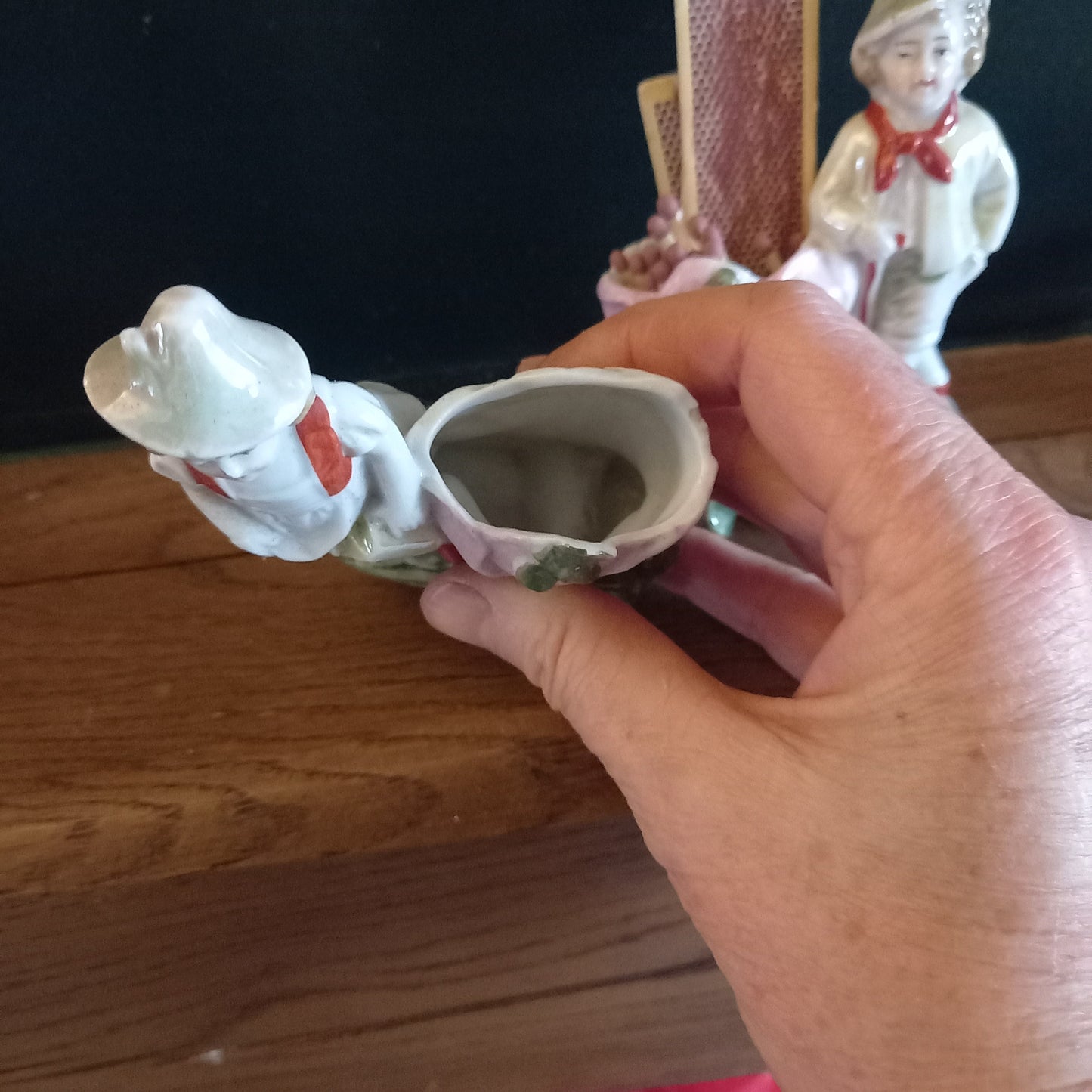 Antique German Porcelain Spill Vases – Figural Match Holders (Pair) – Romantic Fireplace Decor c.1900