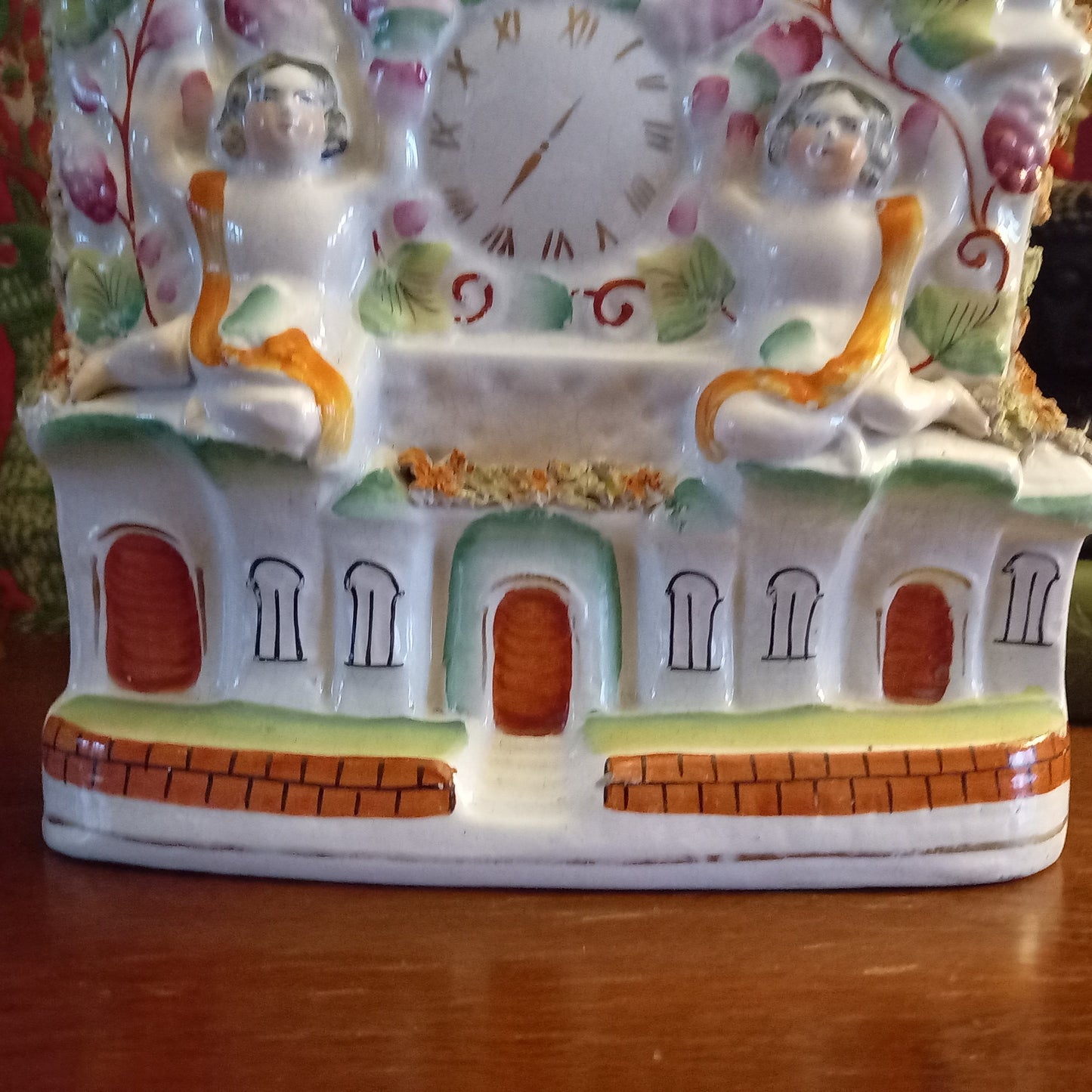 Large Victorian Staffordshire Flatback Clock Group Mantel Ornament | Glazed Earthenware c.1850–1875