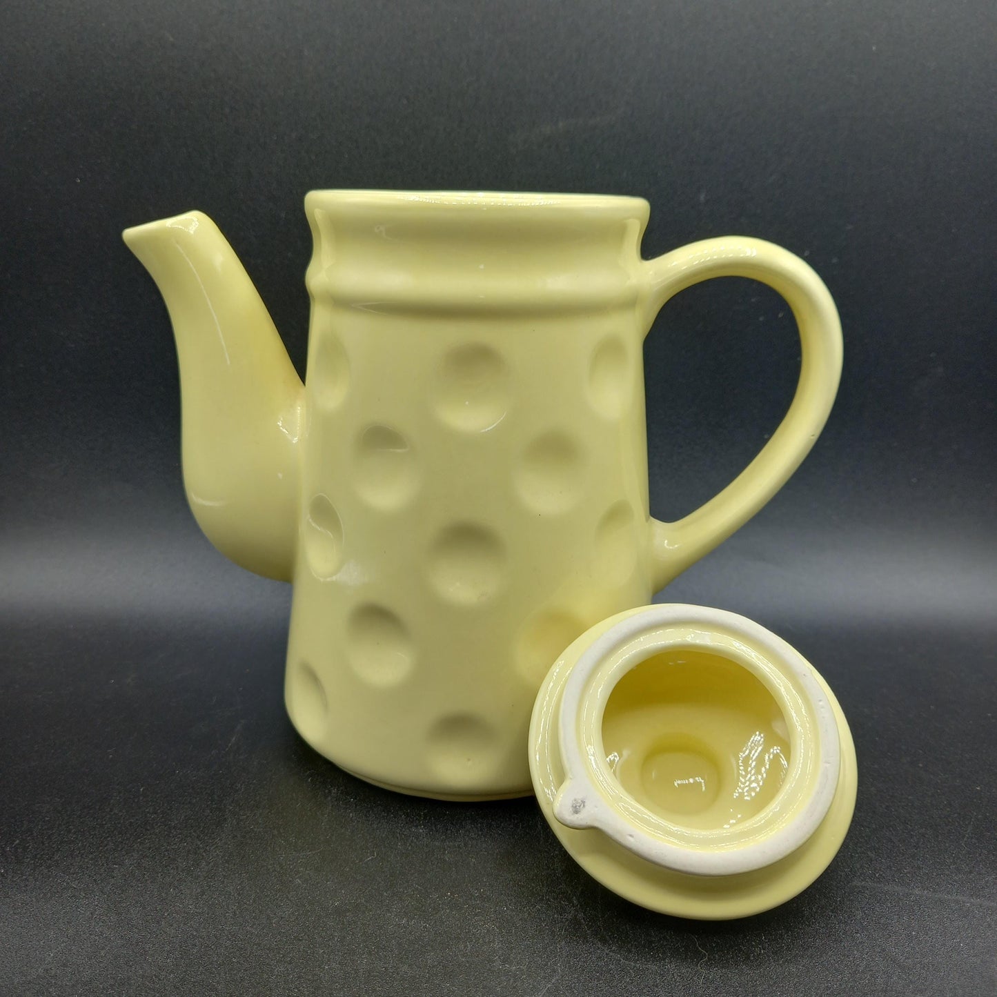 Mid-Century Vintage Yellow Polka Dot Teapot | MCM Summer Table Styling | Complimentary Story & Care Booklet
