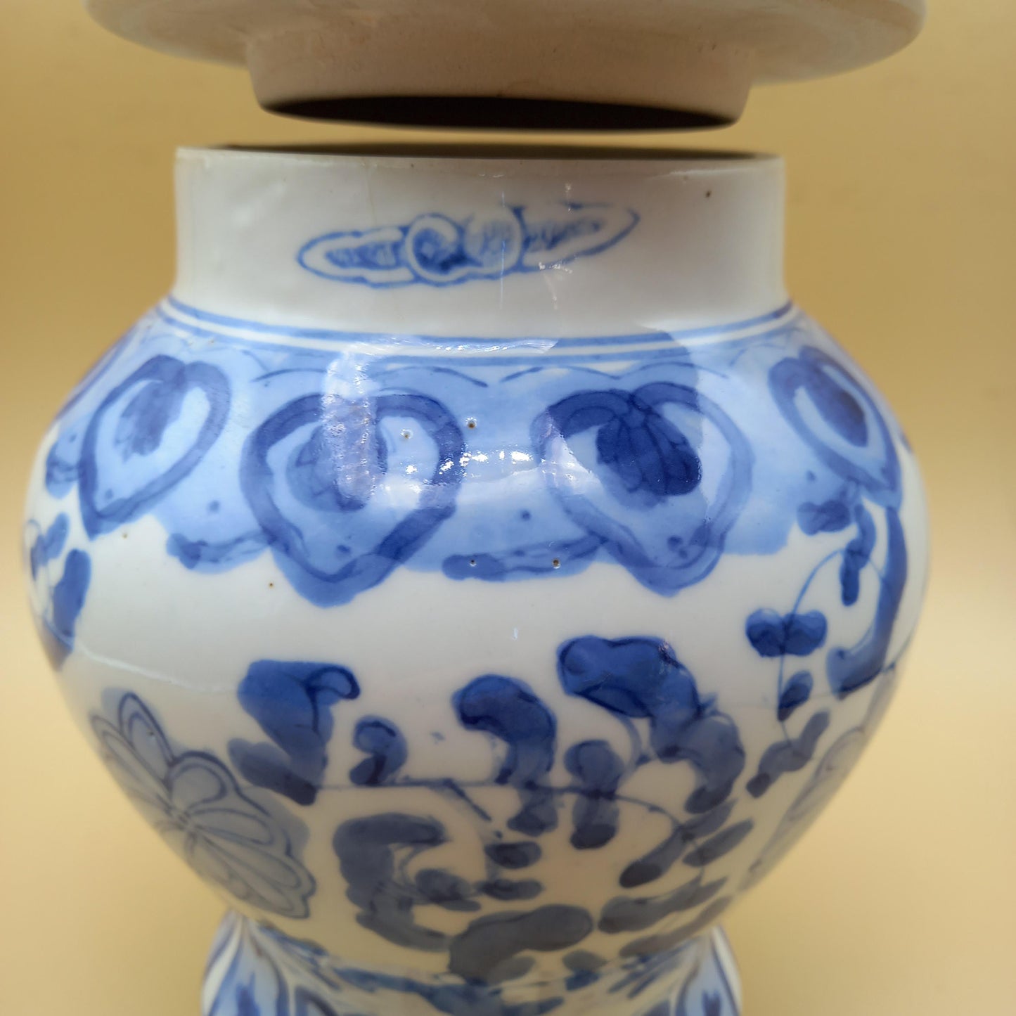 Large 11" Blue and White Ginger Jar | Hand-Painted Chinoiserie | Cobalt Variance & Iron Spots | Finial Lid | FREE POSTAGE