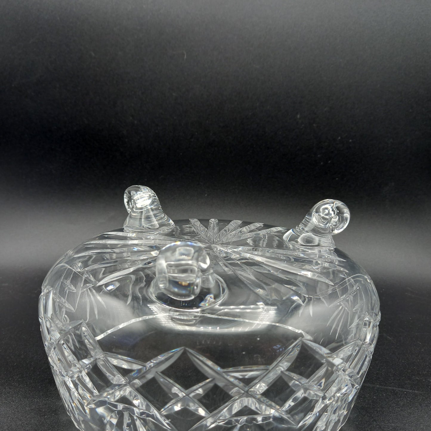Vintage Footed Cut Glass Bowl | Mid-20th Century Georgian Revival | Snail Feet | 1.5k Crystalware