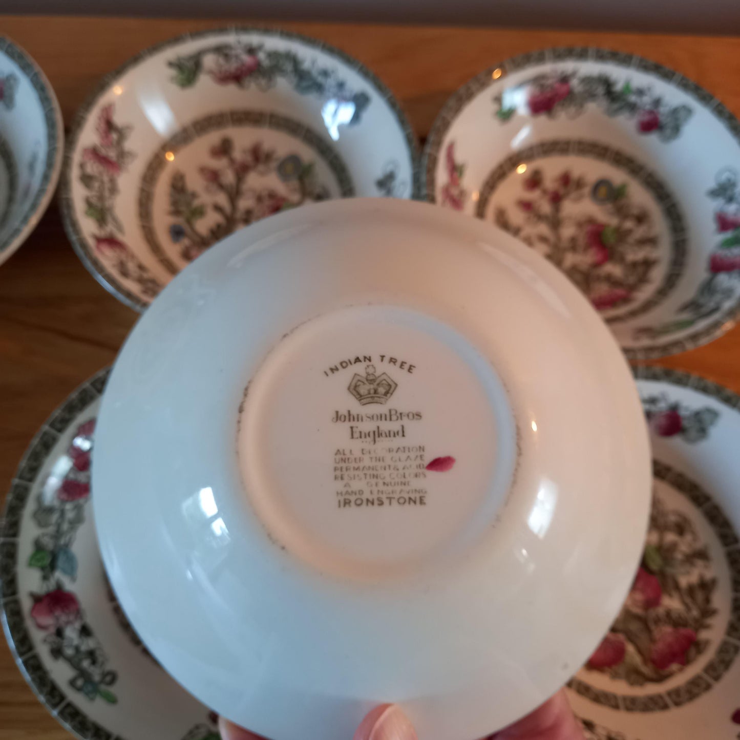 Johnson Bros Indian Tree Cereal Bowls — Set of 6 Vintage English Ironstone (6.5–7" Diameter)
