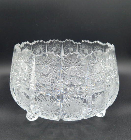 Bohemia Cut Crystal Footed Bowl | Vintage Starburst & Fan Pattern | Elegant Dining Centrepiece | Complimentary Story & Care Booklet