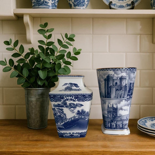 Ringtons Blue & White Vases – Willow & Heritage Pair (Set or Singles)