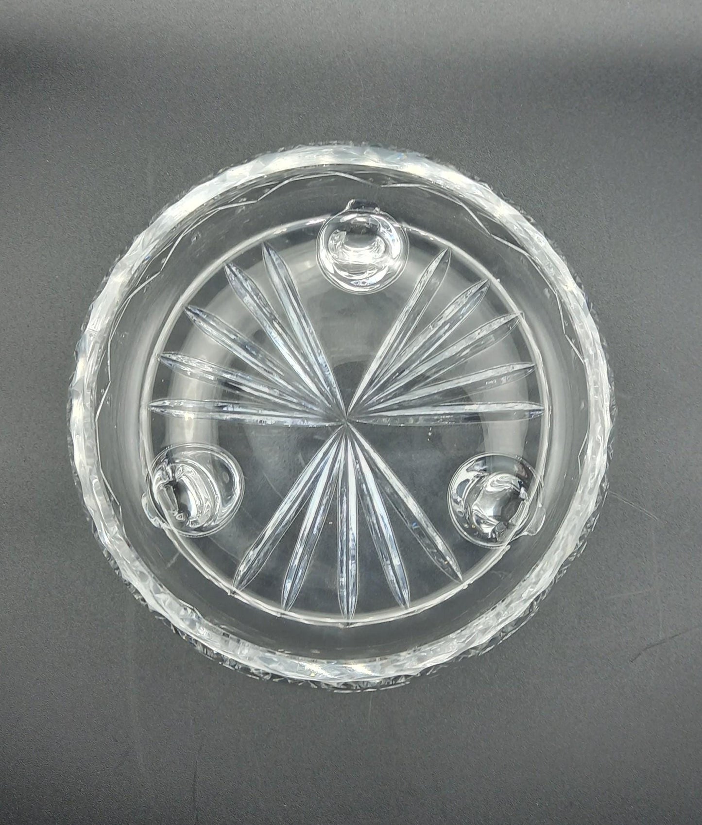 Vintage Footed Cut Glass Bowl | Mid-20th Century Georgian Revival | Snail Feet | 1.5k Crystalware