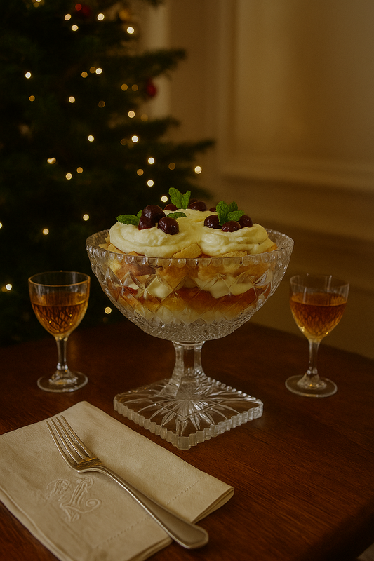 Vintage Cut Crystal Pedestal Trifle Bowl – Art Deco Diamond Design | Candlelit Elegance