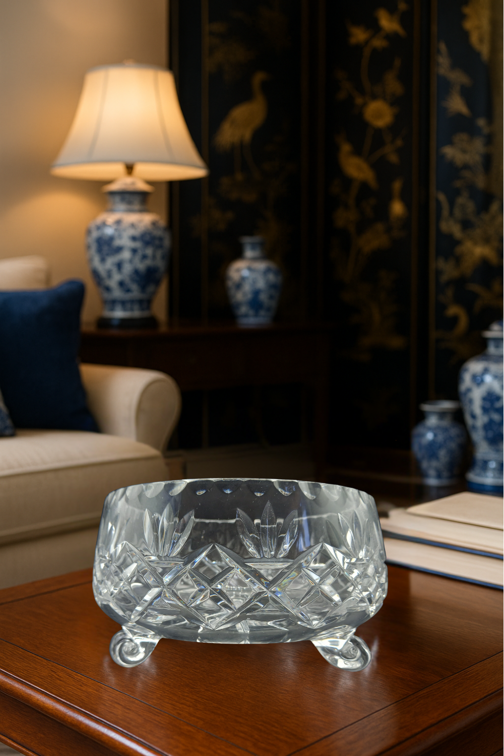 Vintage Footed Cut Glass Bowl | Mid-Century Georgian Revival | Summer Roses Ready | Complimentary Story & Care CardVintage Footed Cut Glass Bowl | Mid-Century Georgian Revival | Summer Roses Ready | Complimentary Story & Care Card