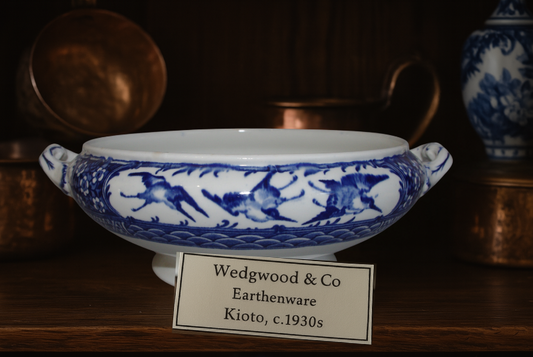 Antique Wedgwood Blue & White Tureen “Kyoto” Pattern | Rare 1930s Collector Piece | Decorative or Functional