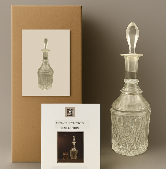 Art Deco Decanter with History Booklet and gift wrap packaging