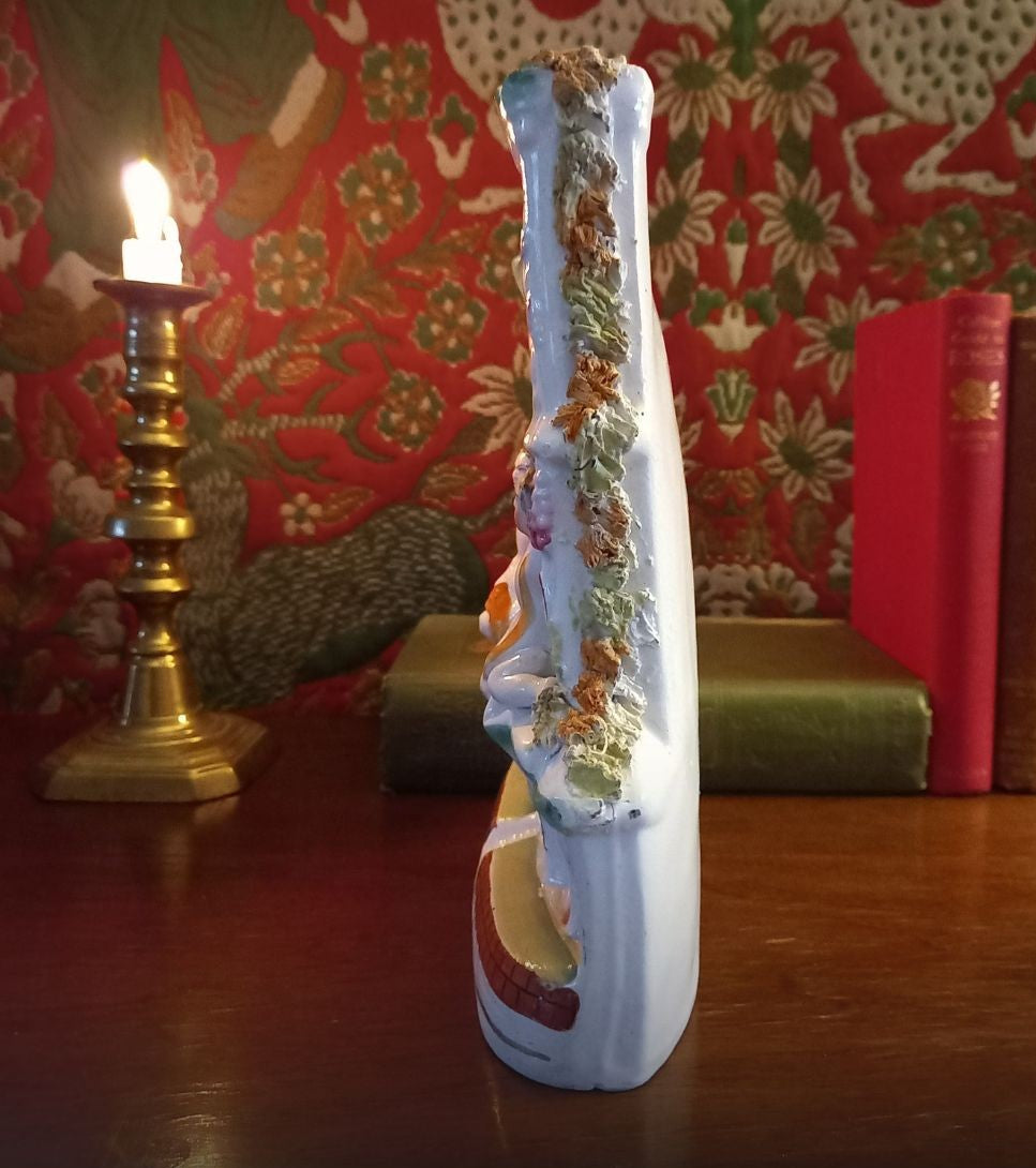 Large Victorian Staffordshire Flatback Clock Group Mantel Ornament | Glazed Earthenware c.1850–1875