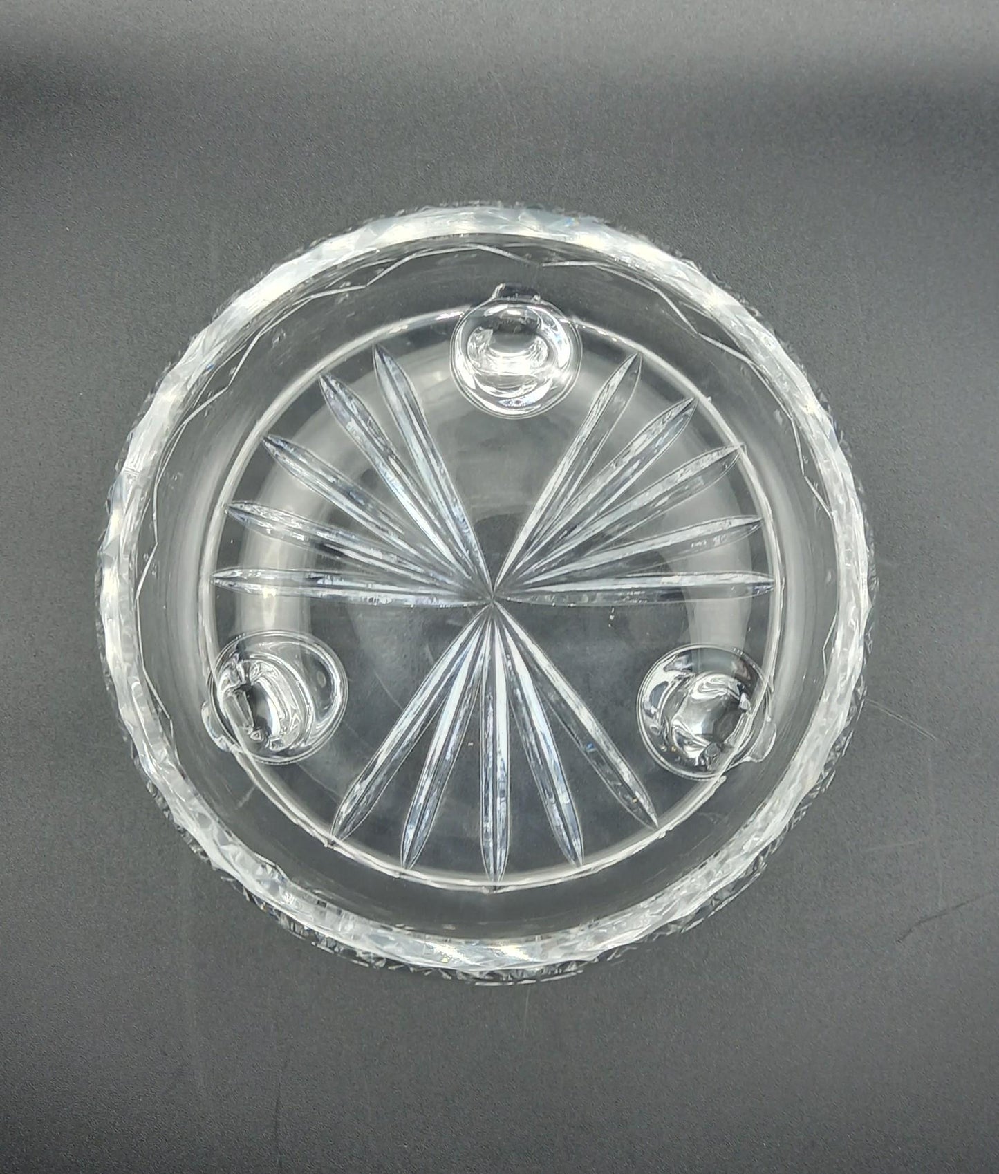 Vintage Footed Cut Glass Bowl | Mid-20th Century Georgian Revival | Snail Feet | 1.5k Crystalware