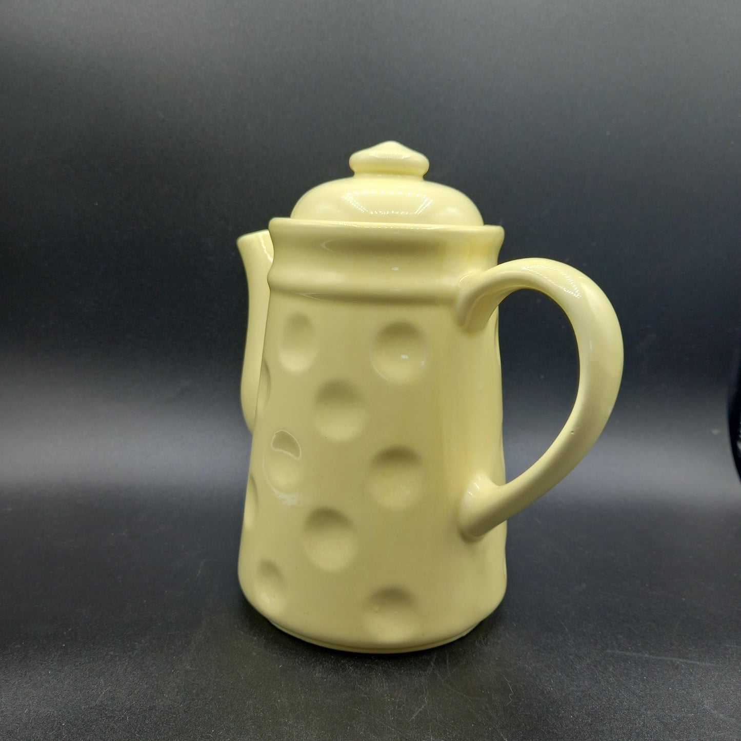 Mid-Century Vintage Yellow Polka Dot Teapot | MCM Summer Table Styling | Complimentary Story & Care Booklet
