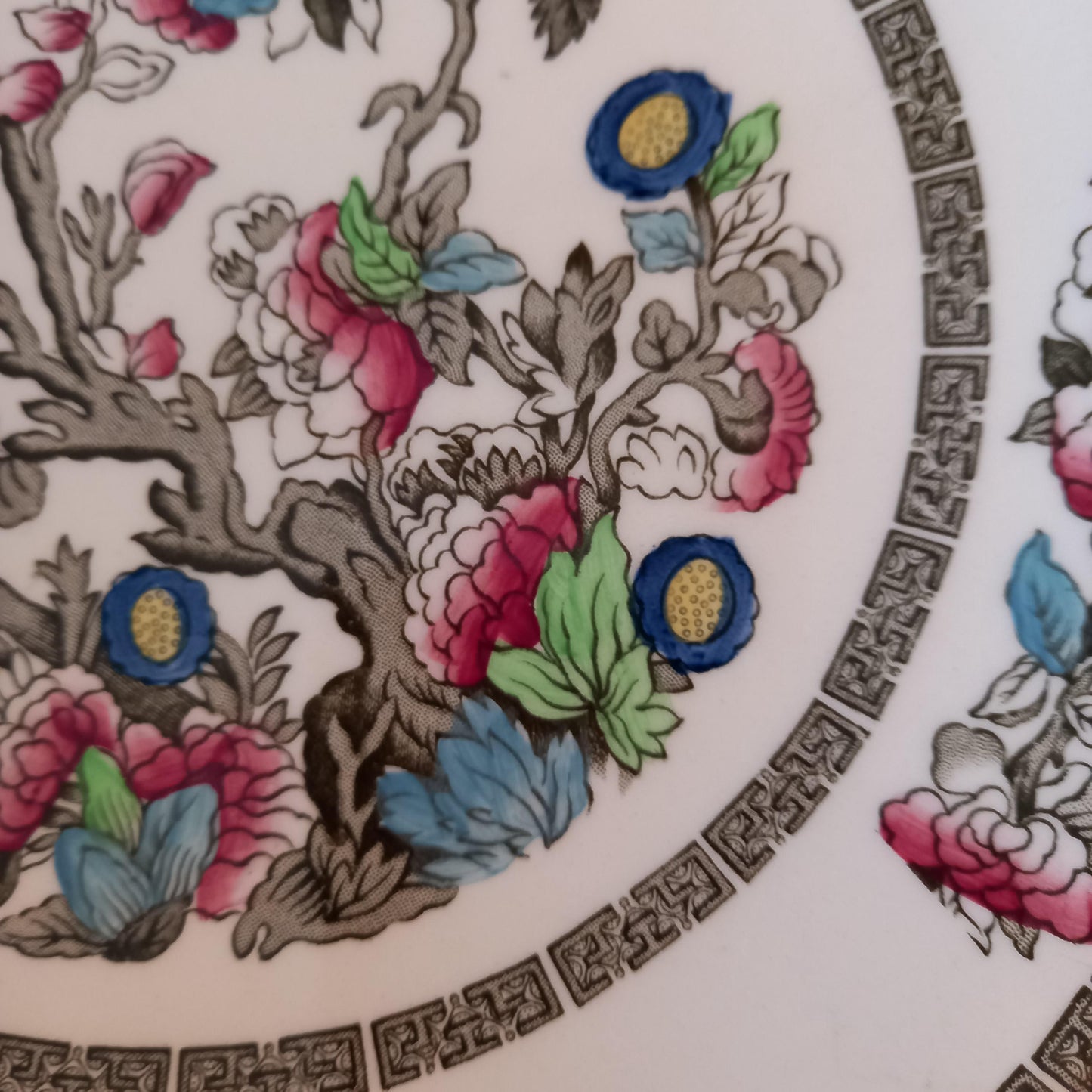 Johnson Bros Indian Tree Lobed Dinner Plates — Set of 4 Vintage English Ironstone (10.5” Scalloped Rims)