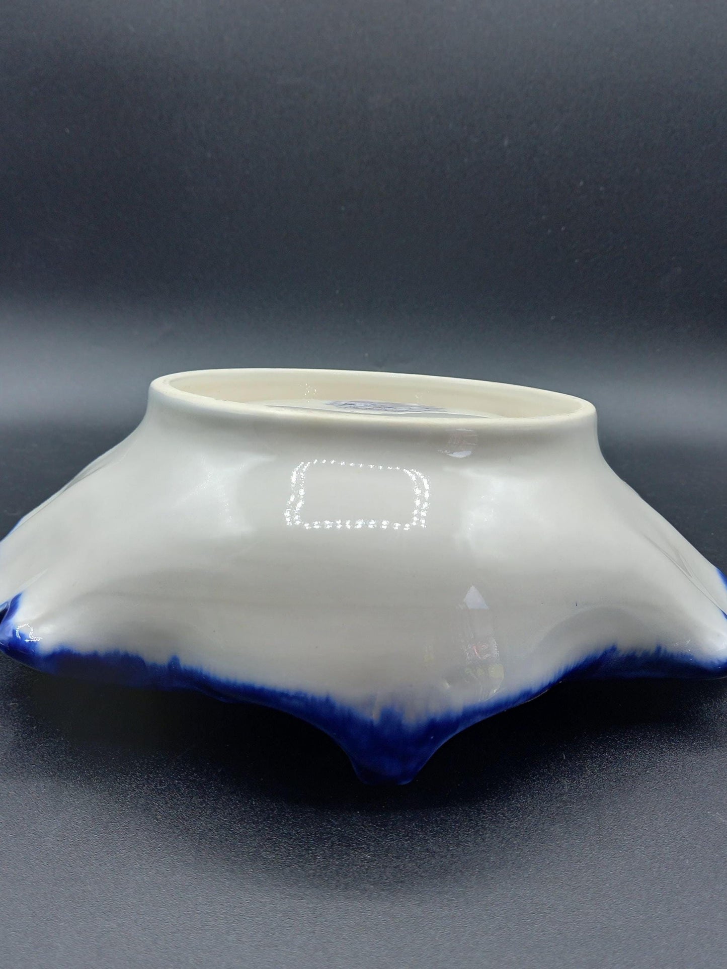 Early 20th Century Staffordshire Ironstone Bowl | Blue & White Scalloped Centrepiece | Complimentary Story & Care Booklet