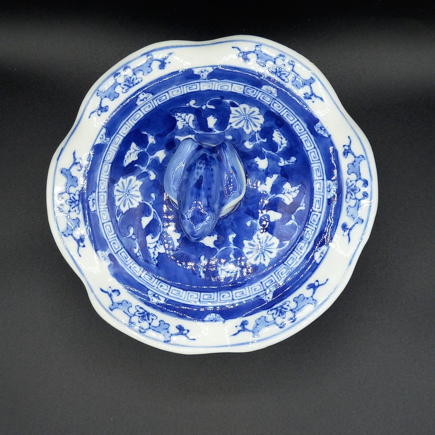 Chinese Chinoiserie Tureens – Frog & Turtle Animal Finials (Indigo Blue Porcelain, Rare Vintage Pair or Singles)