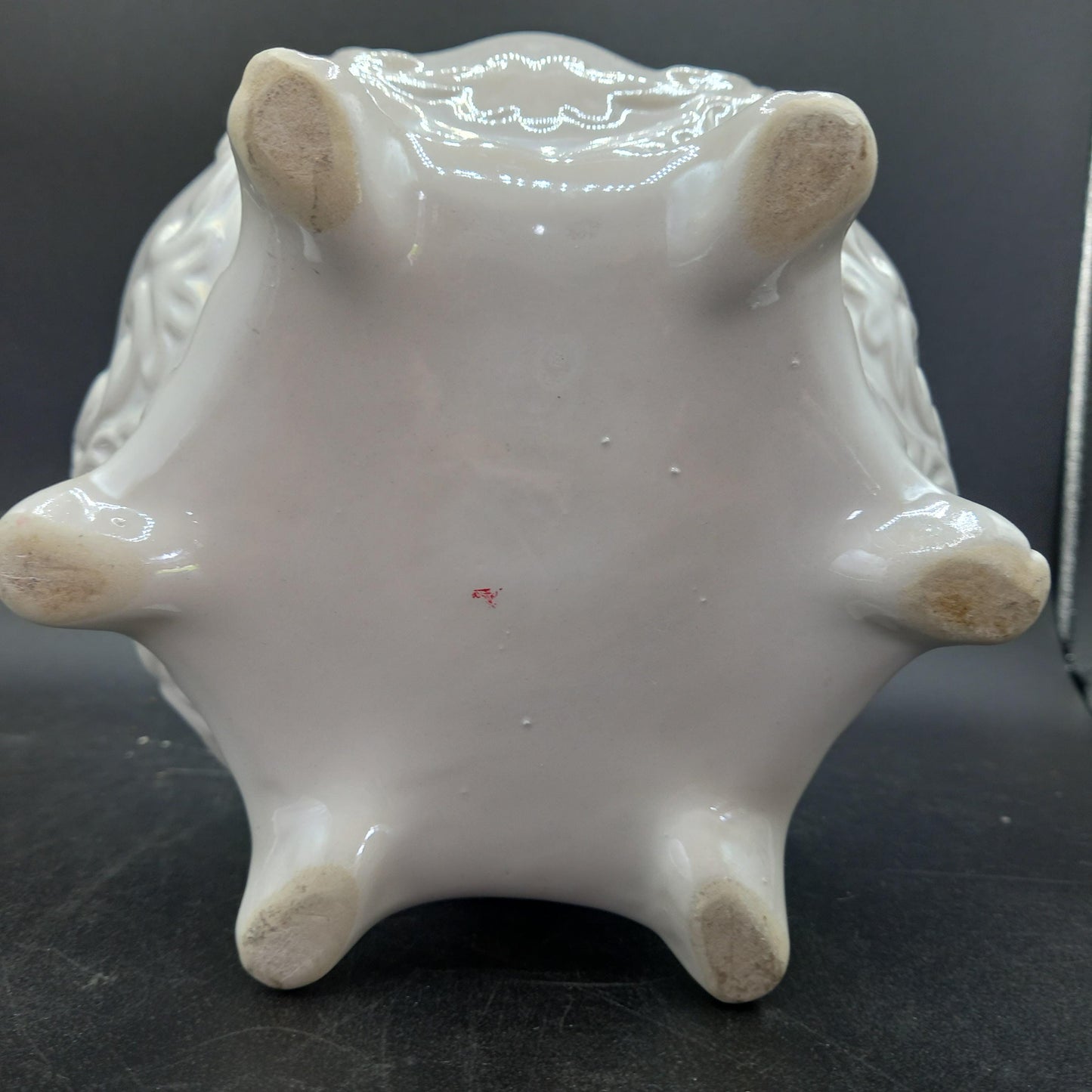 Vintage Pearl Lusterware Planter — Rococo Revival Footed Bowl (Mid-Century, Iridescent Glaze)