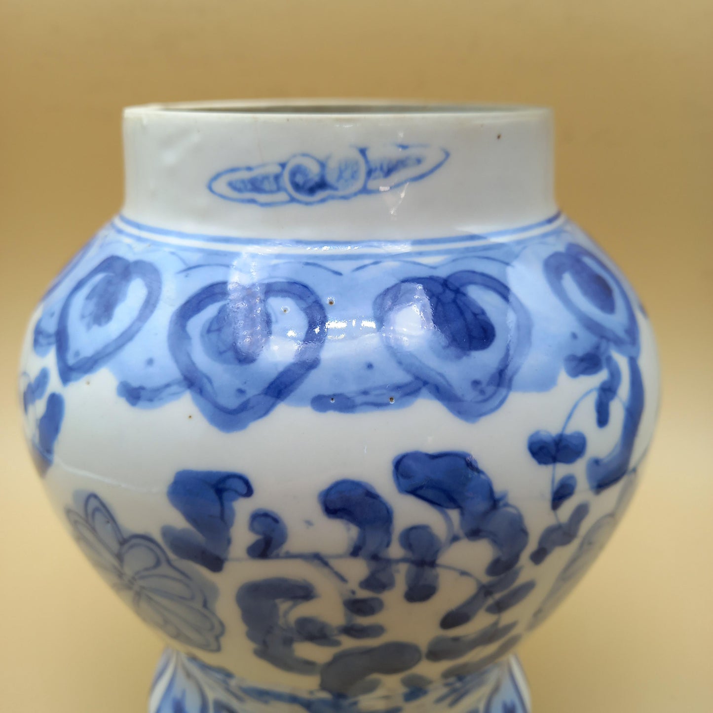 Large 11" Blue and White Ginger Jar | Hand-Painted Chinoiserie | Cobalt Variance & Iron Spots | Finial Lid | FREE POSTAGE