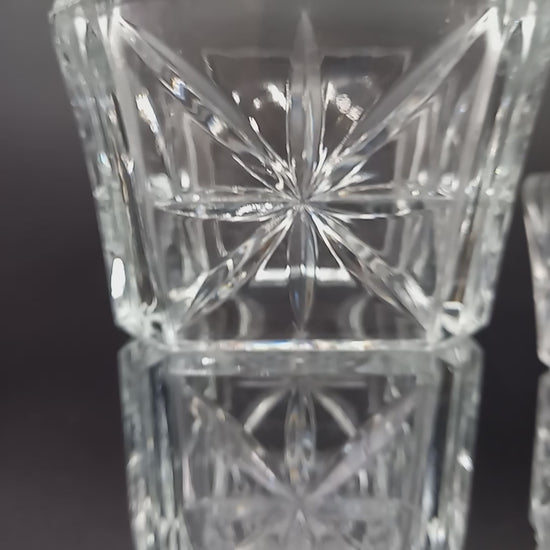 Pair of Findenza Vetraria Starburst and Hobnail Italian Glassware Vases