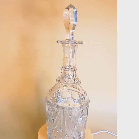 Art Deco Cut Glass Decanter – Gothic Eyes Pattern with Teardrop Stopper | 1930s Vintage Barware | Mobland Old Money Style