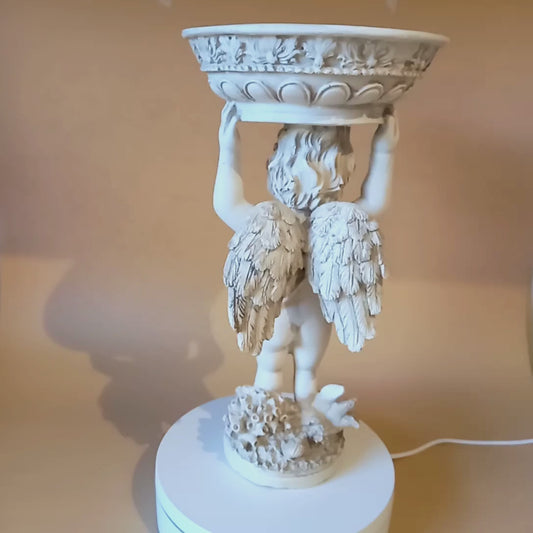 Bogucice Cherub Compote – Vintage Rococo Revival Pedestal Bowl with Impressed Starburst Mark (Poland, 1950s–1960s)