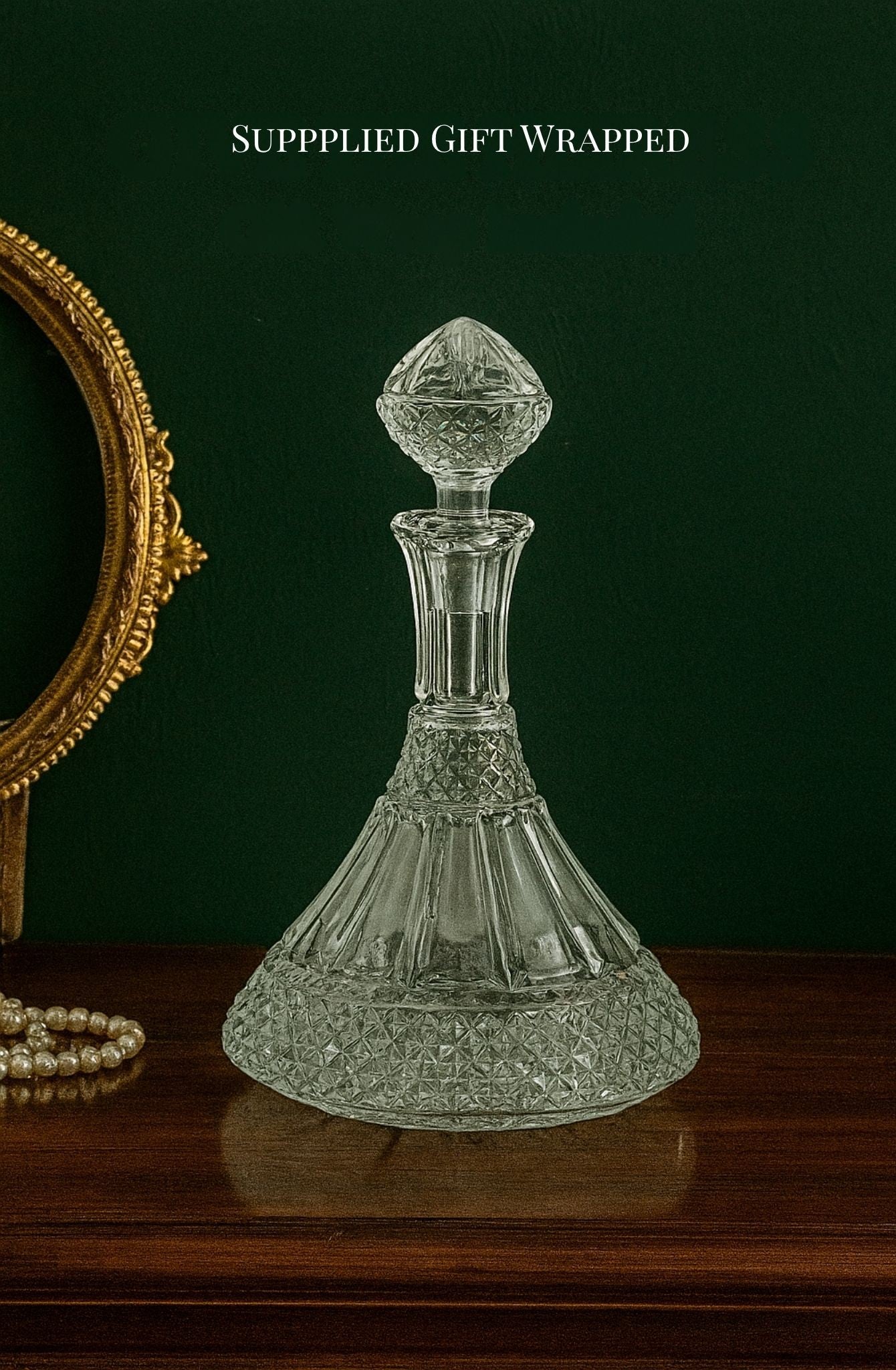 Vintage Diamond Cut Crystal Wine or Port Decanter 1.9kg exquisite Crystal Glass – Gift Wrapped with Story Booklet